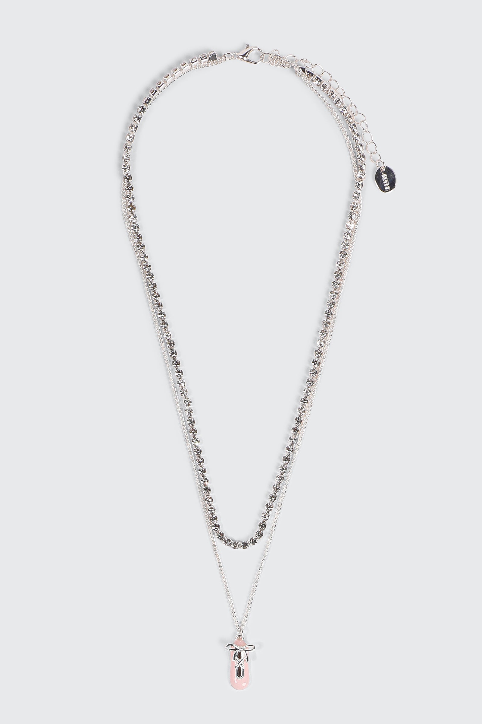 Two-Row Tennis Necklace with Ballet Slipper