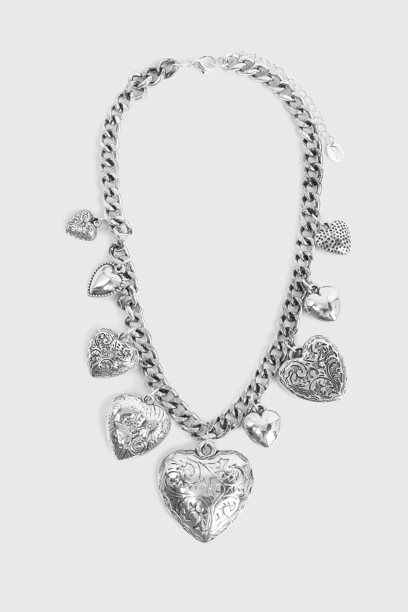 Chunky Chain Necklace with Heart Pendants