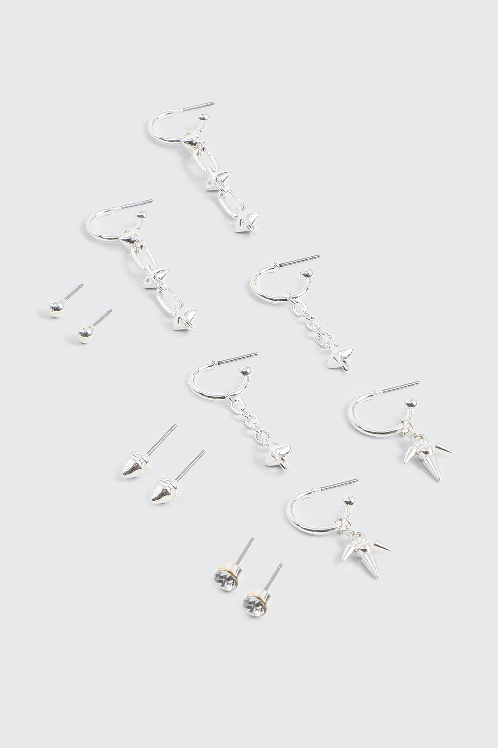 6-Pack Hoop and Stud Earrings with Spikes