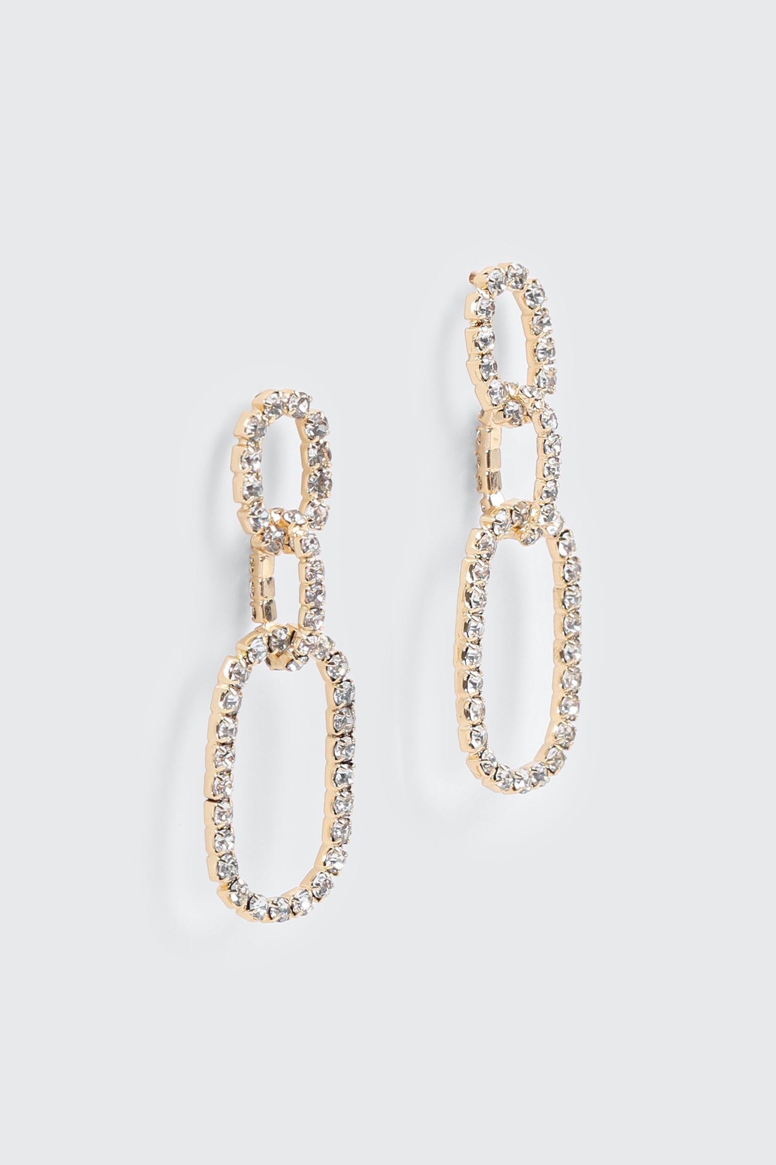 Rhinestone Oval Link Earrings