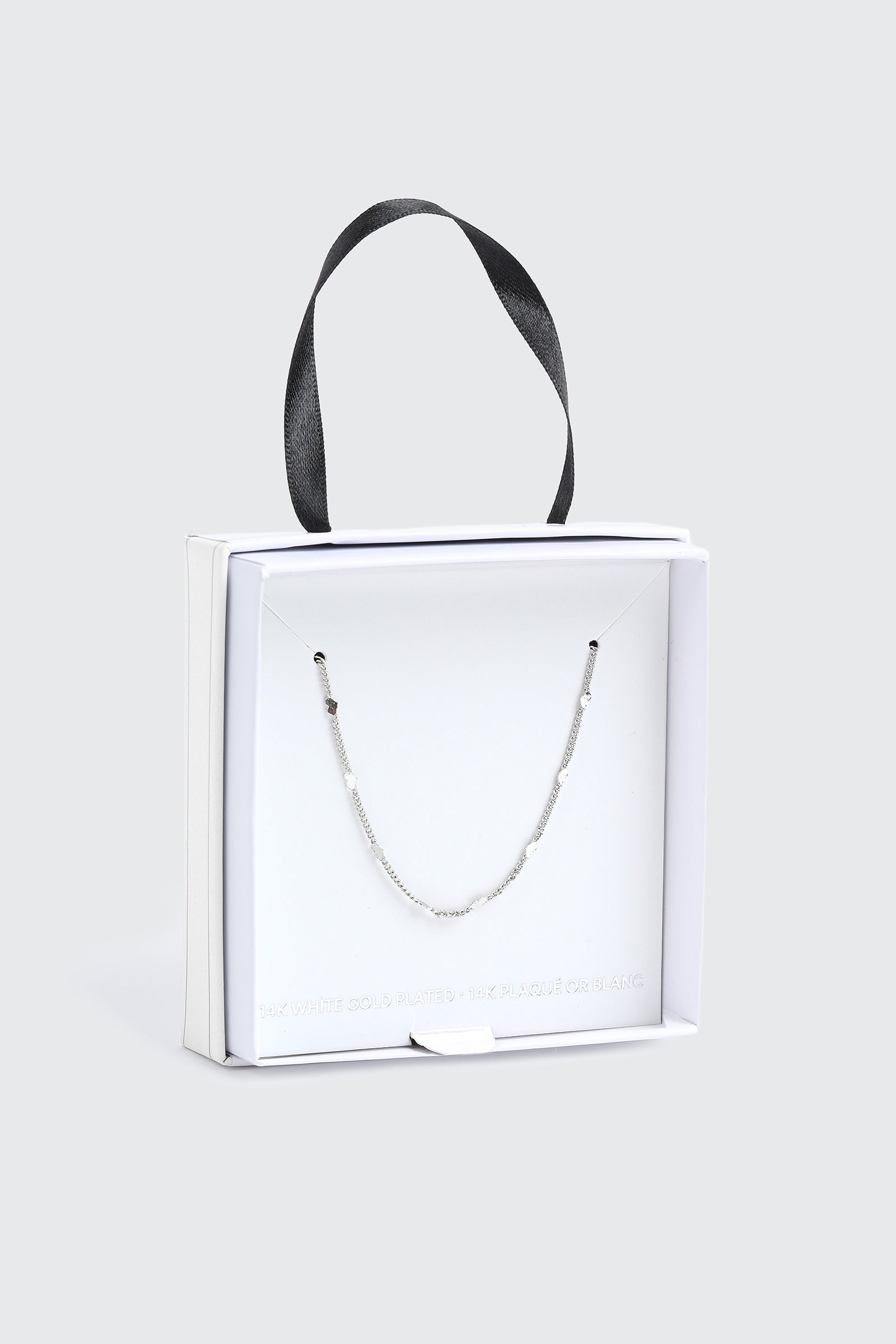 14K White Gold Plated Heart Chain Necklace