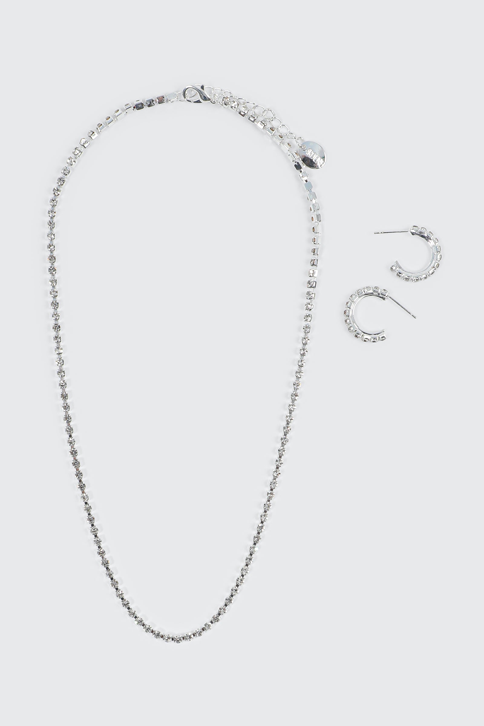 Rhinestone Tennis Necklace & Earrings