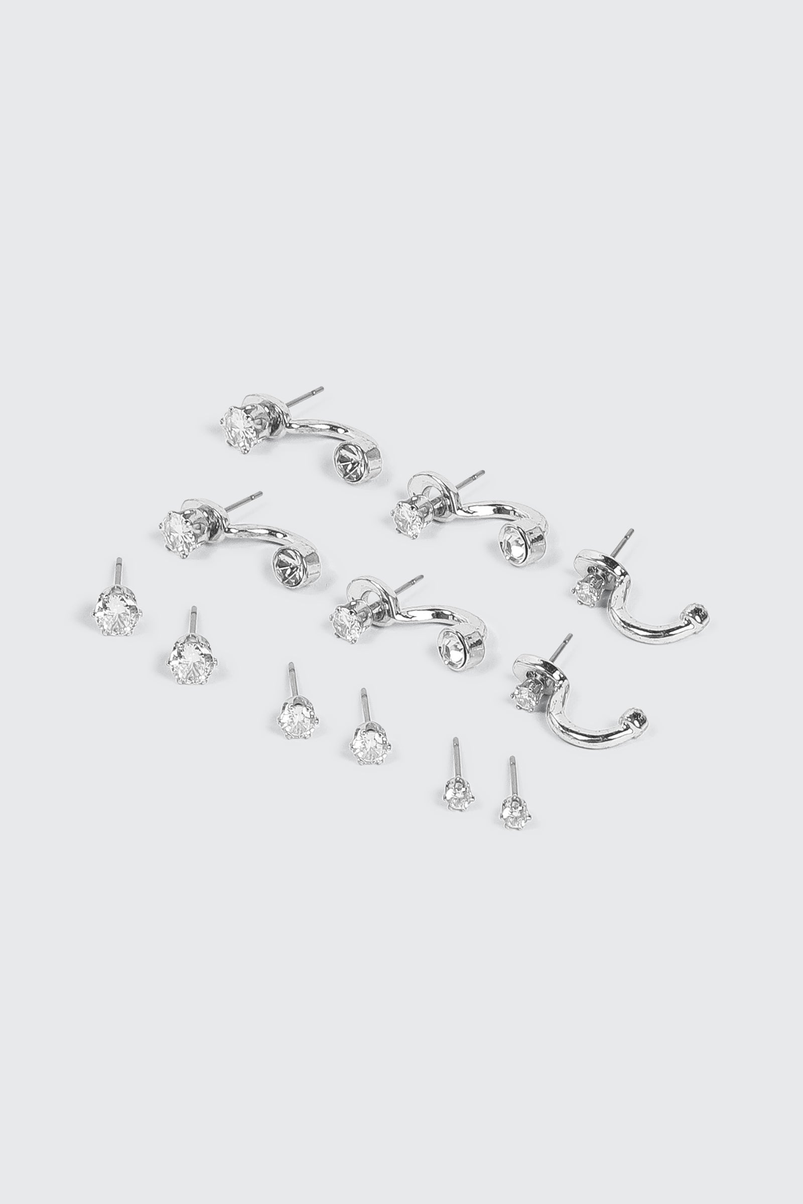 6-Pack 14K White Gold Plated Studs