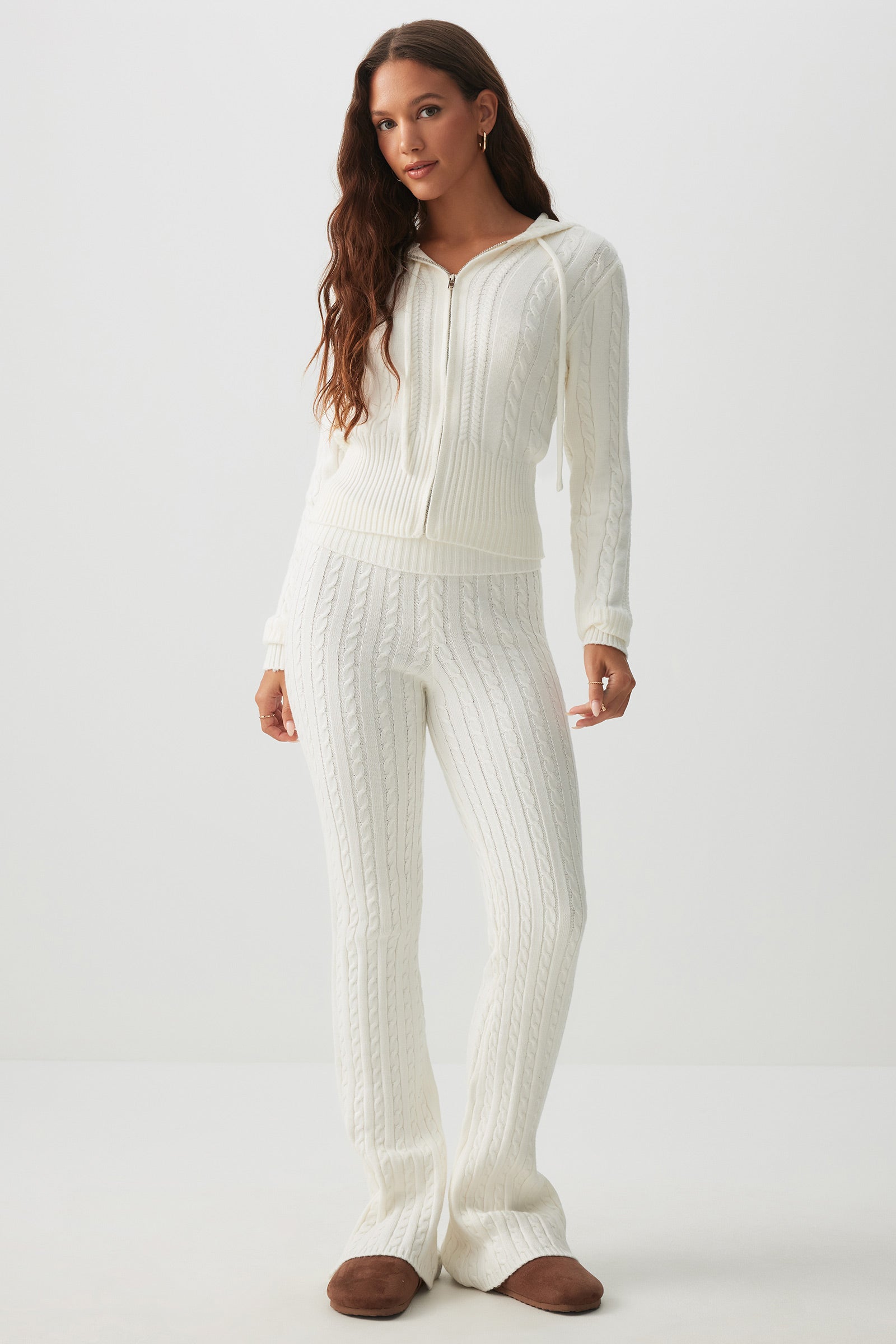 Cable Knit Flare Pants