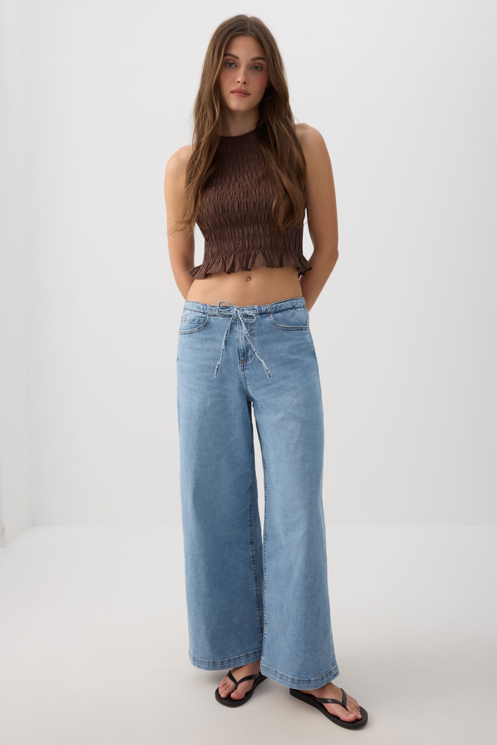 Low Rise Drawstring Wide Leg Jeans – Ardene