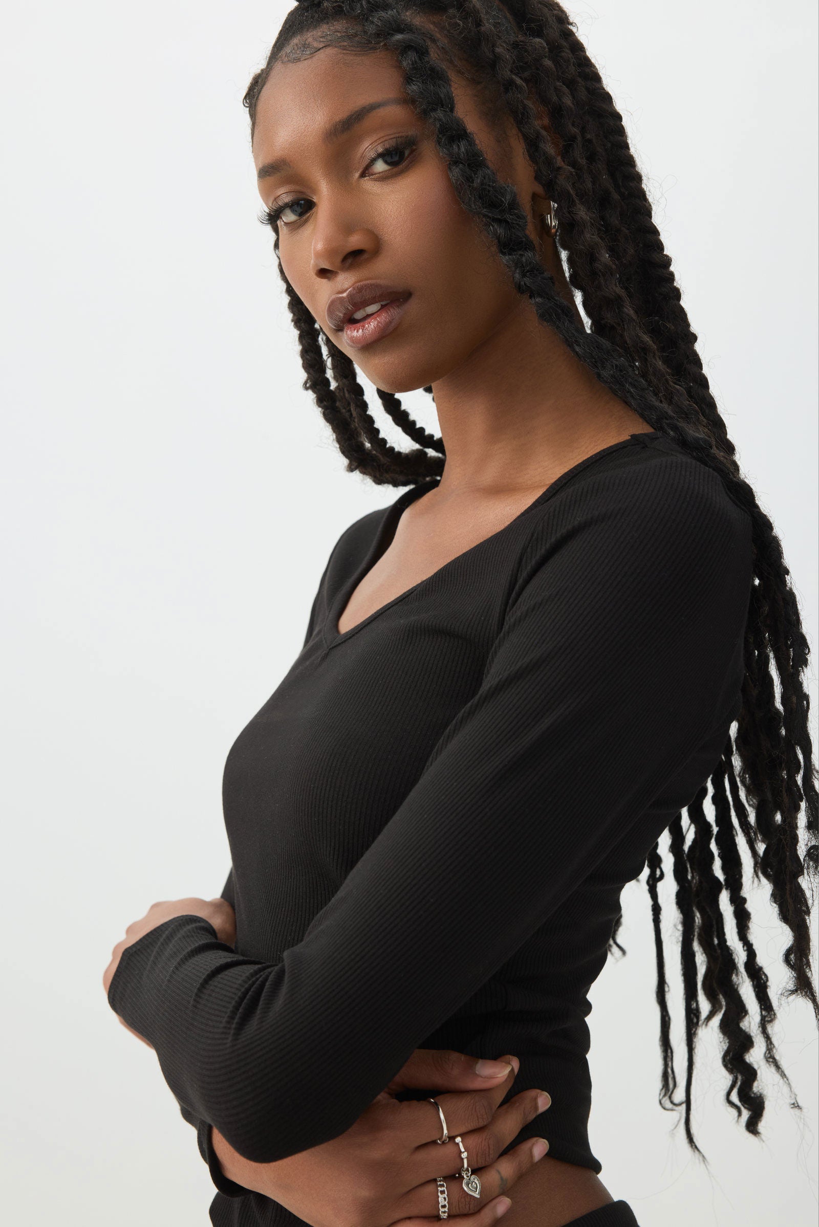 Stretch Rib Scoop Neck Long Sleeve Top – Ardene