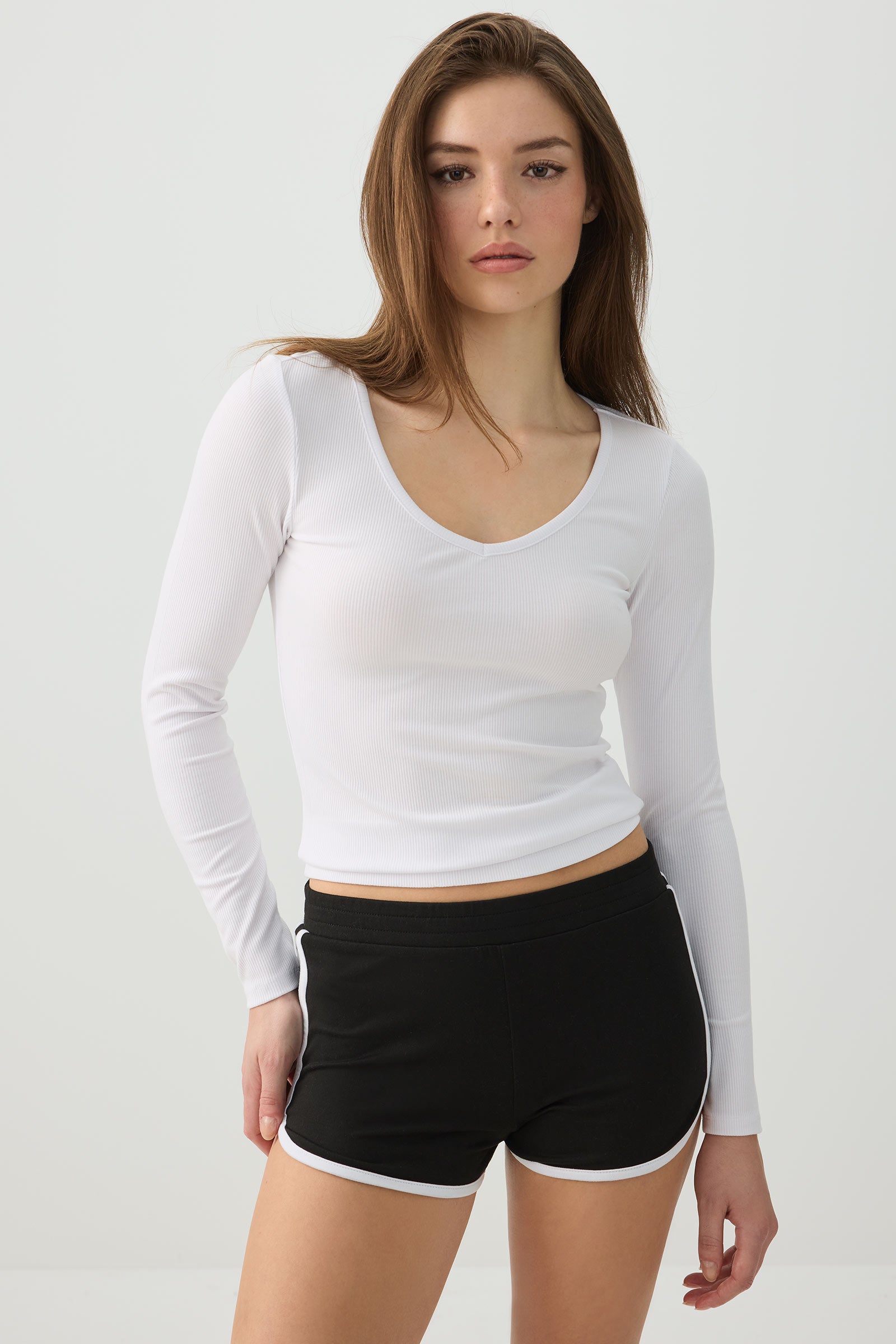 Stretch Rib Scoop Neck Long Sleeve Top – Ardene