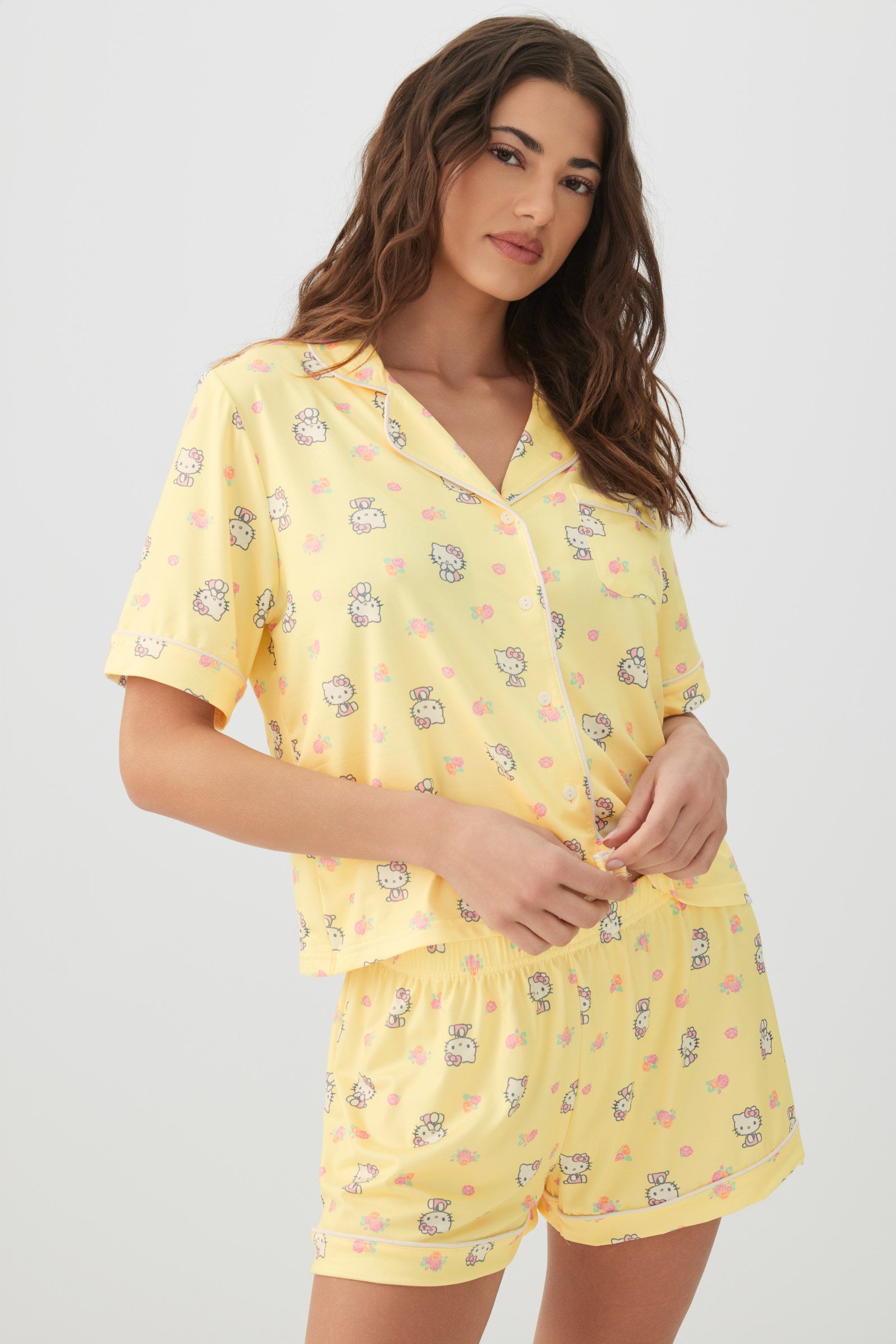 Printed Notch Collar Pajama Set – Ardene
