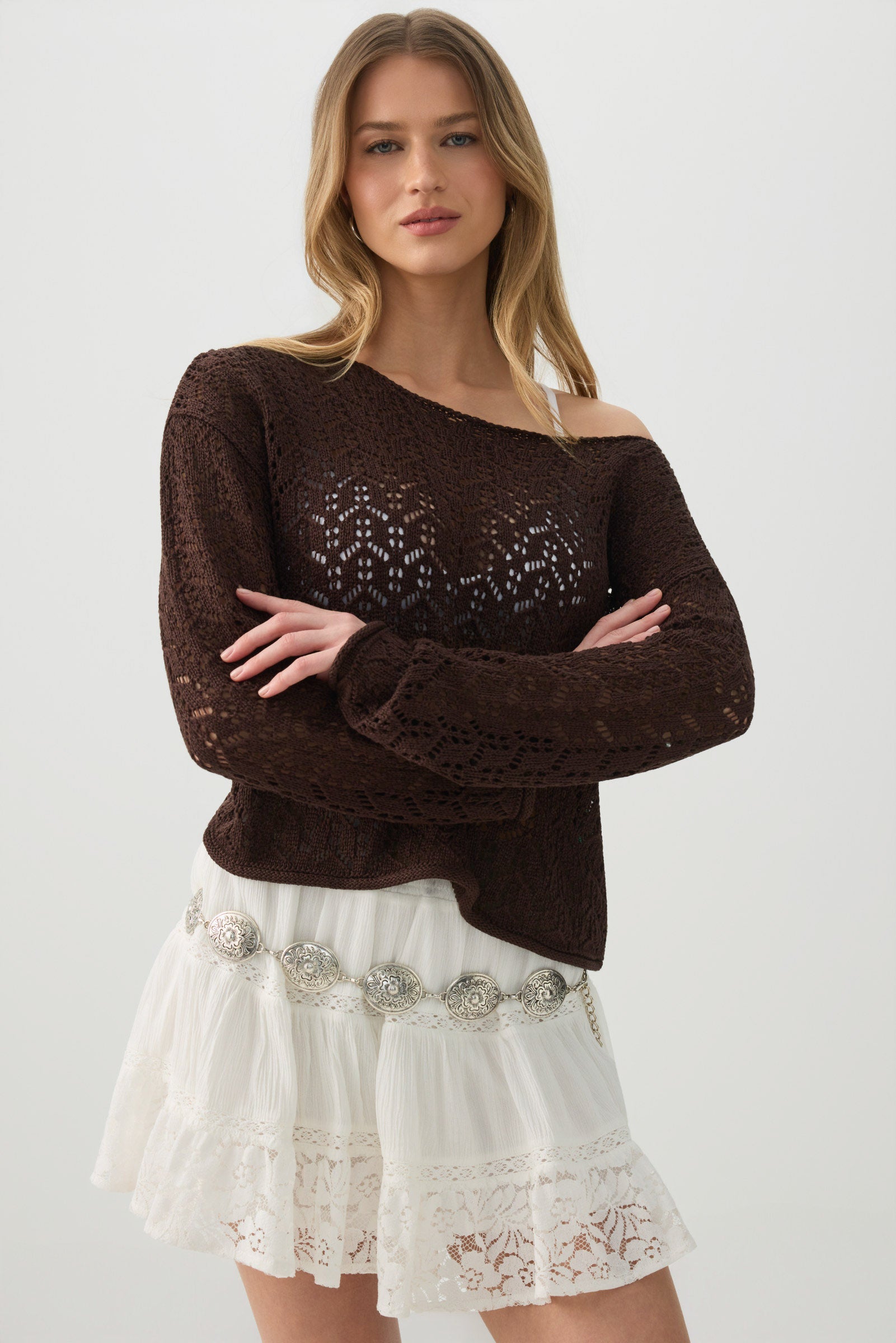 Open Knit Boat Neck Sweater – Ardene