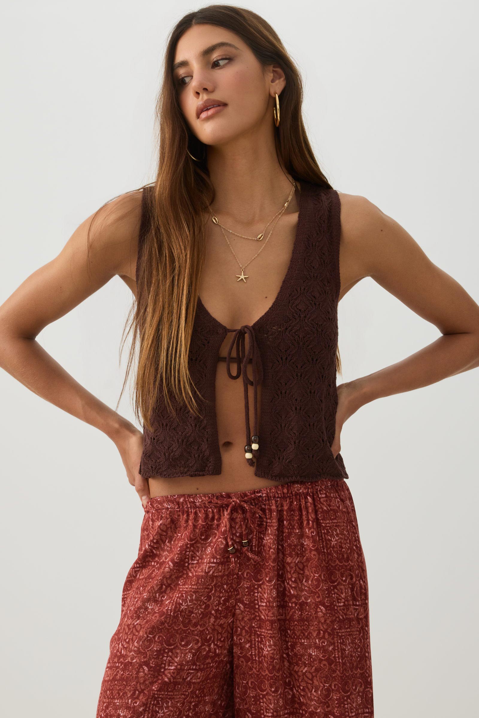 Lace Knit Tie Front Vest – Ardene