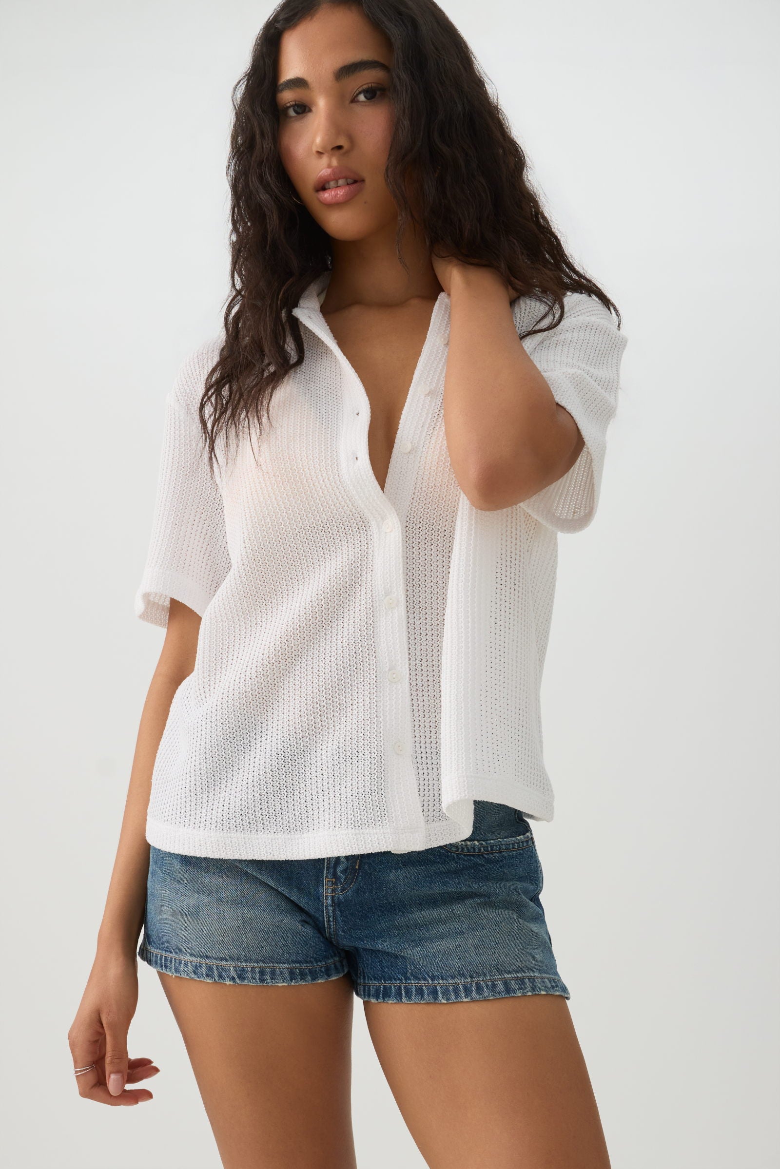 Oversized Crochet Button Up Shirt – Ardene