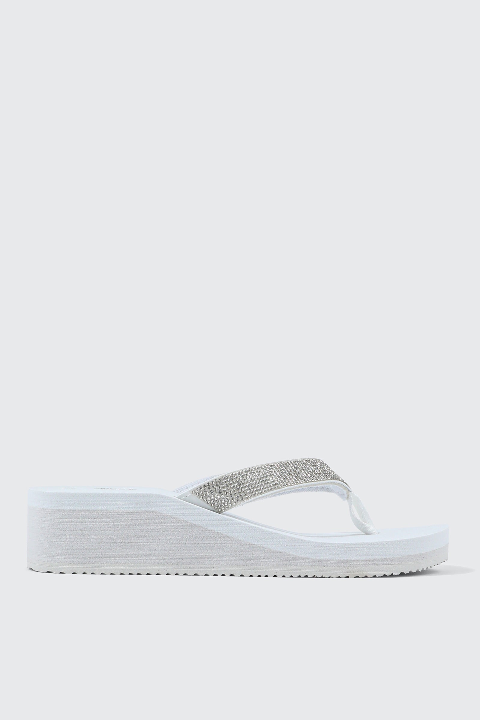 Rhinestone Platform Wedge Flip Flops