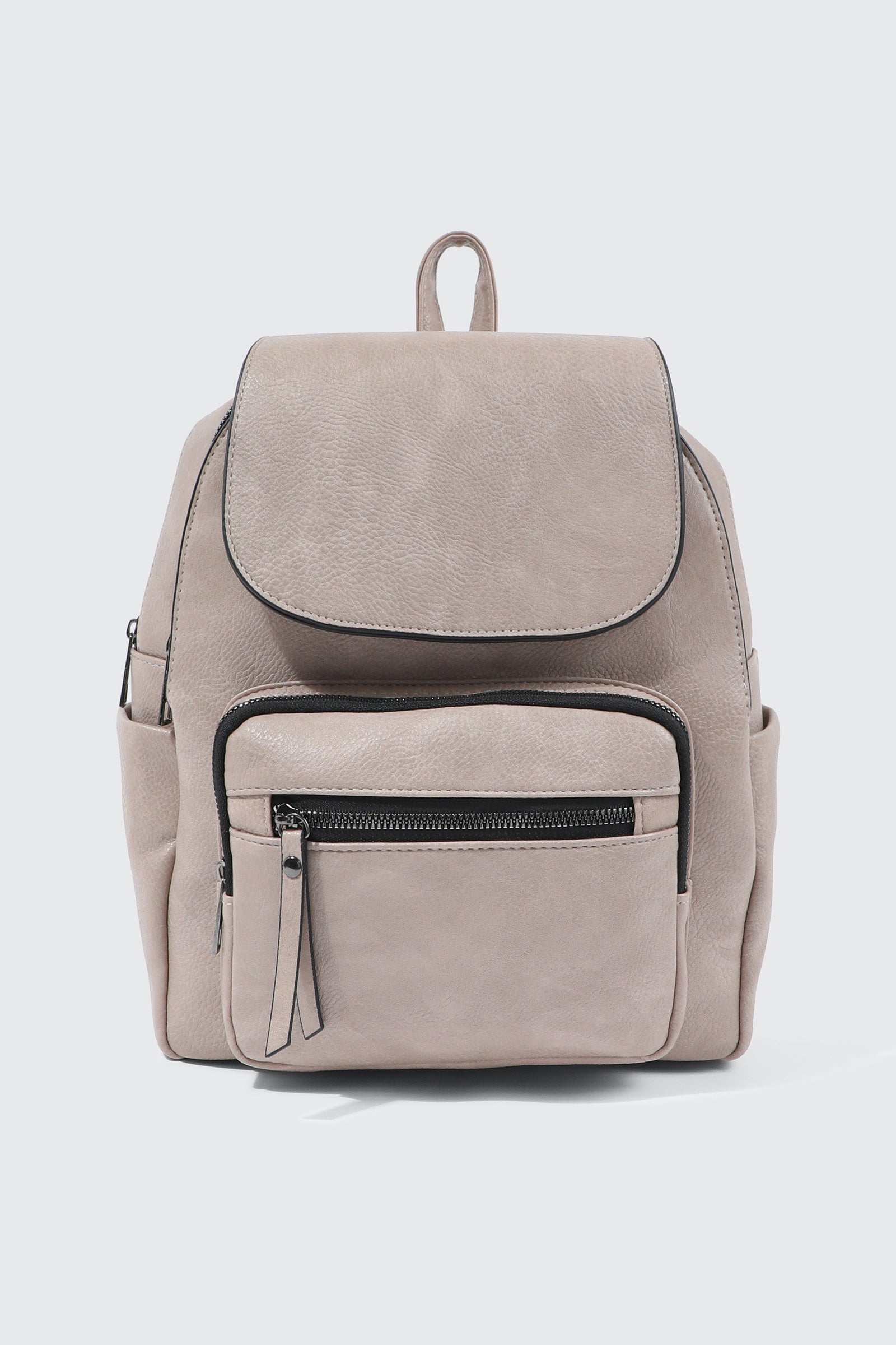 Small Faux Leather Backpack Beige