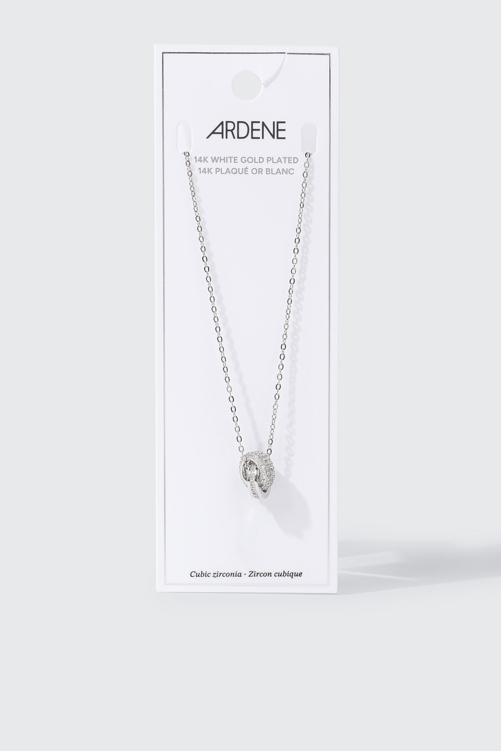 14K White Gold Plated Interlocking Loop Necklace