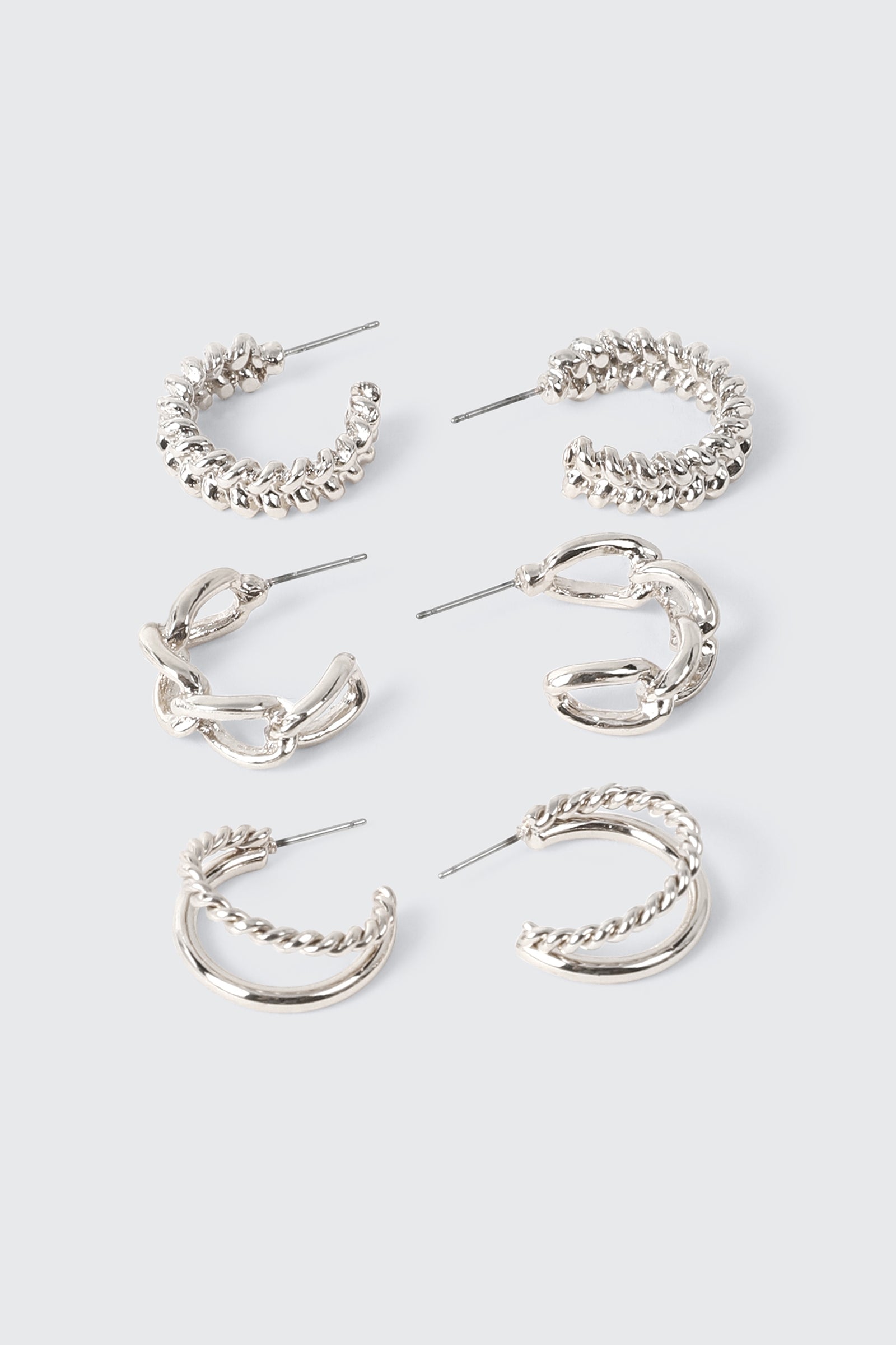 3-Pack Assorted Hoop Earrings