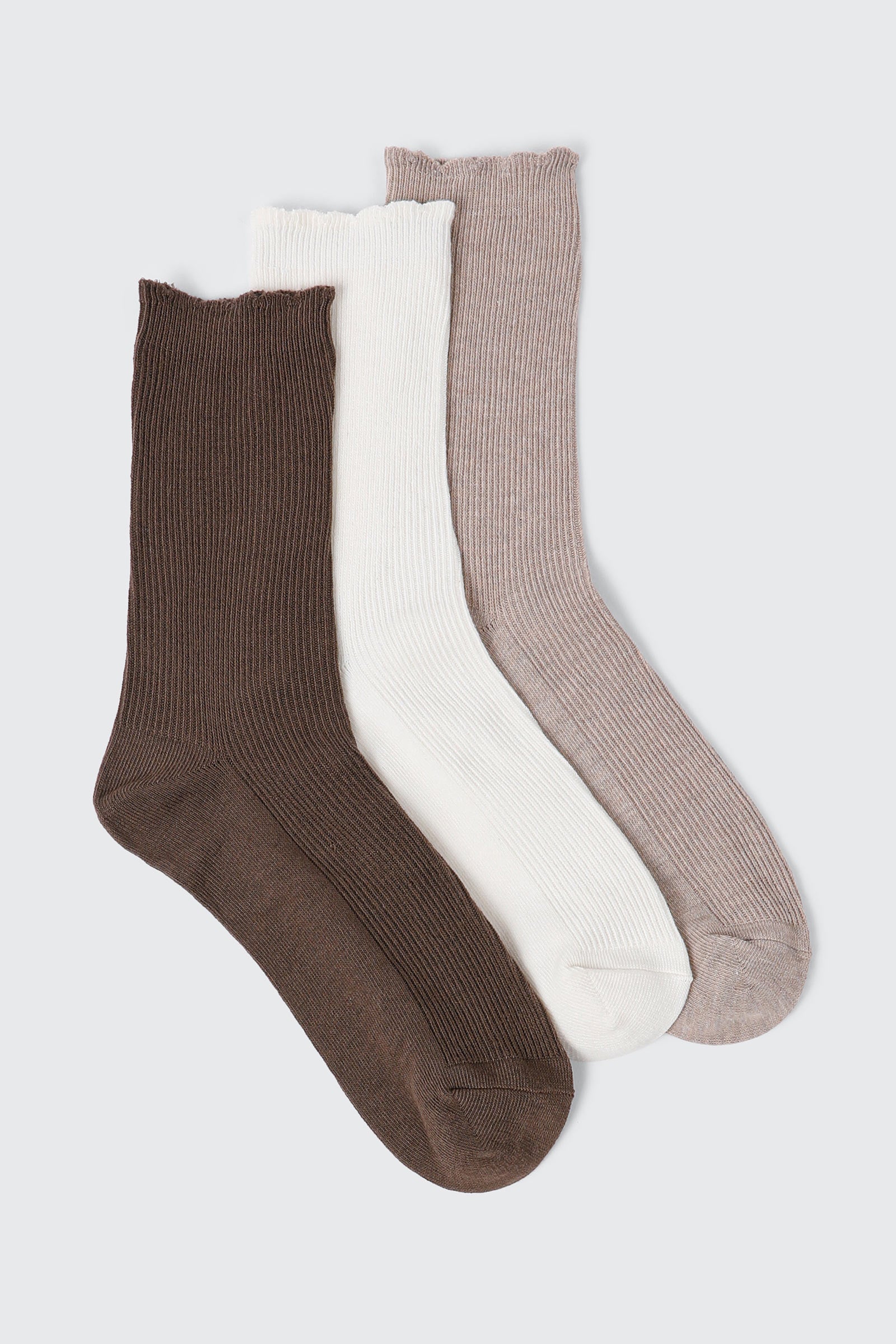 3-Pack Ruffled Edge Crew Socks