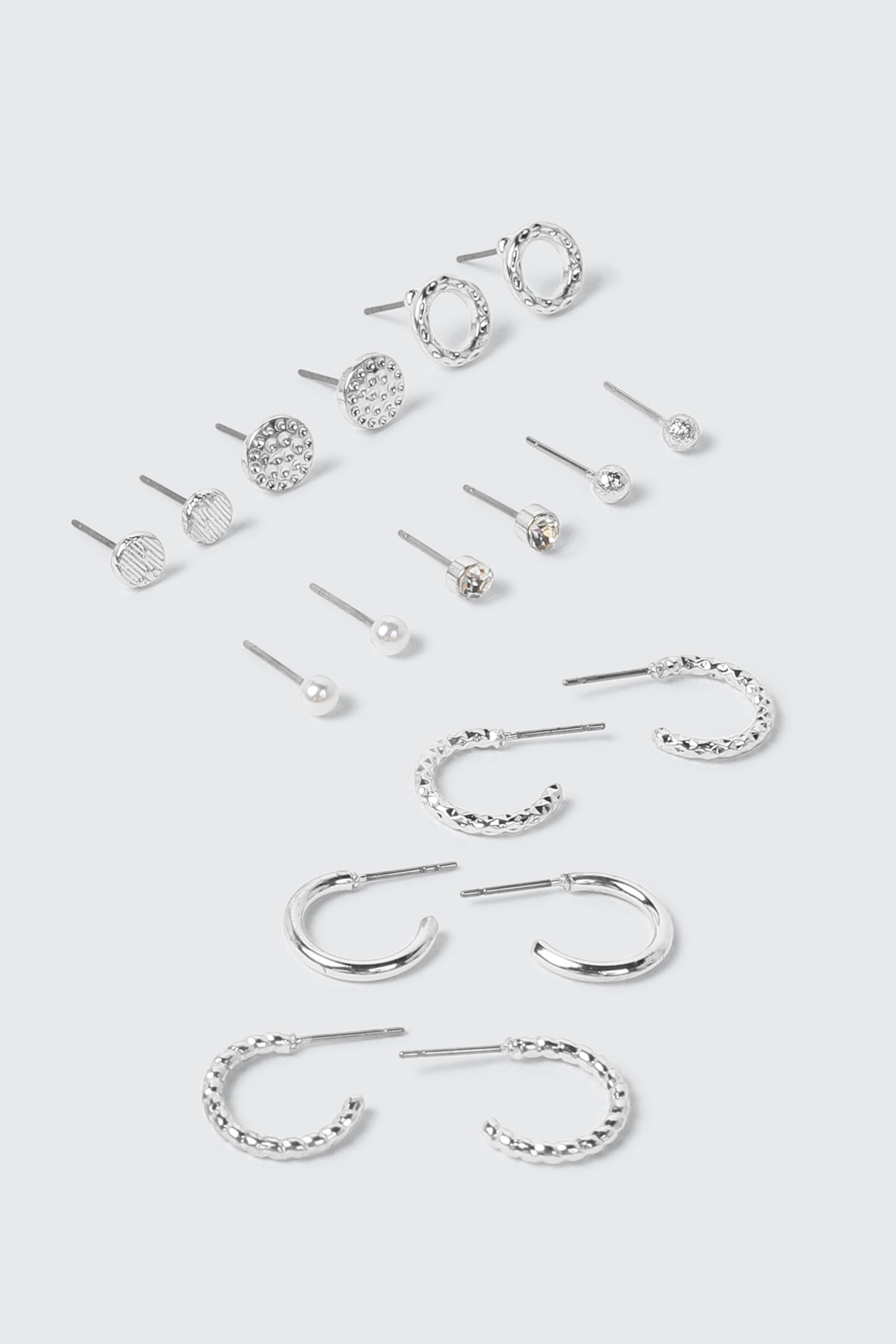 9-Pack Mixed Stud & Hoop Earrings