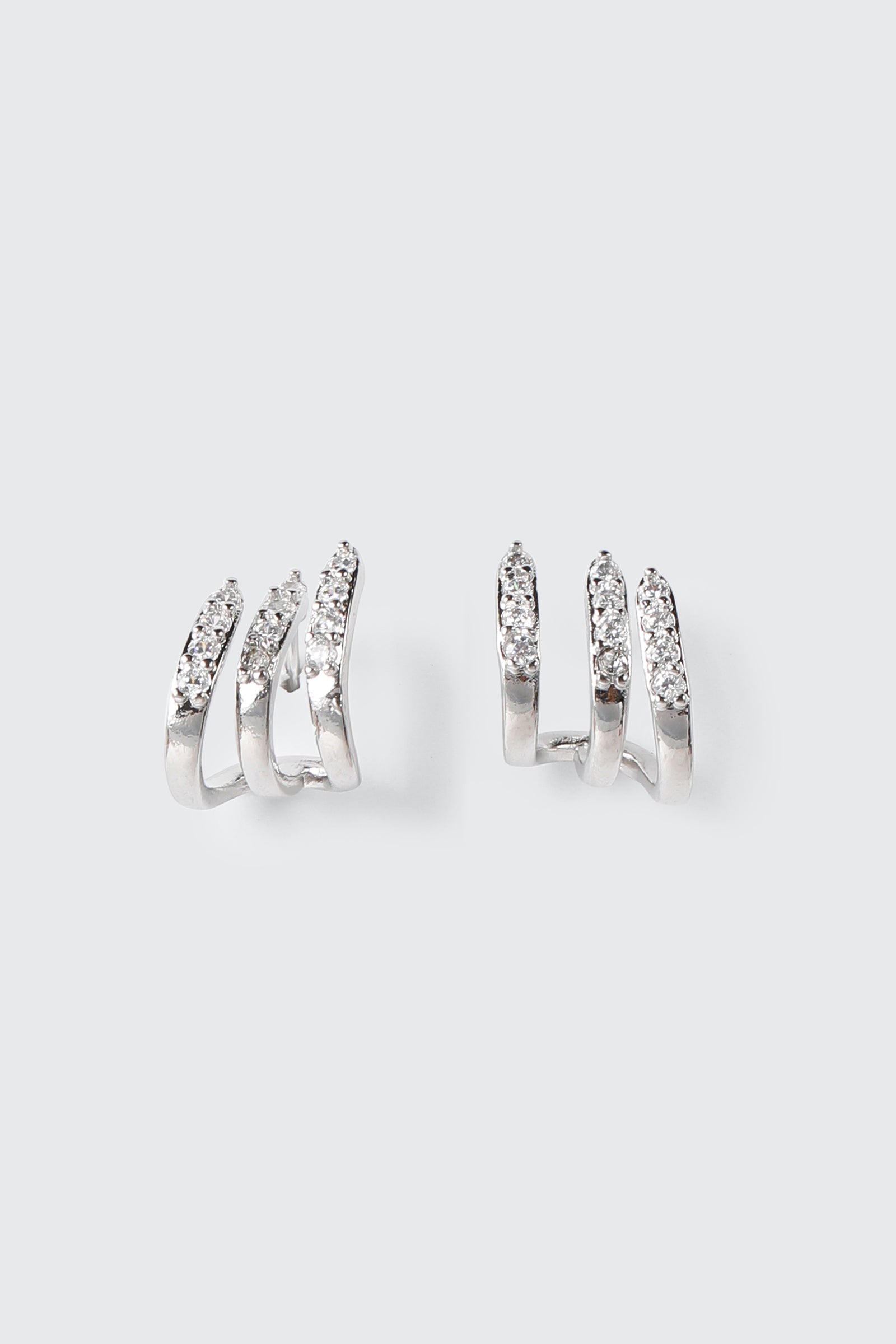 Triple Row Pavé Huggie Earrings