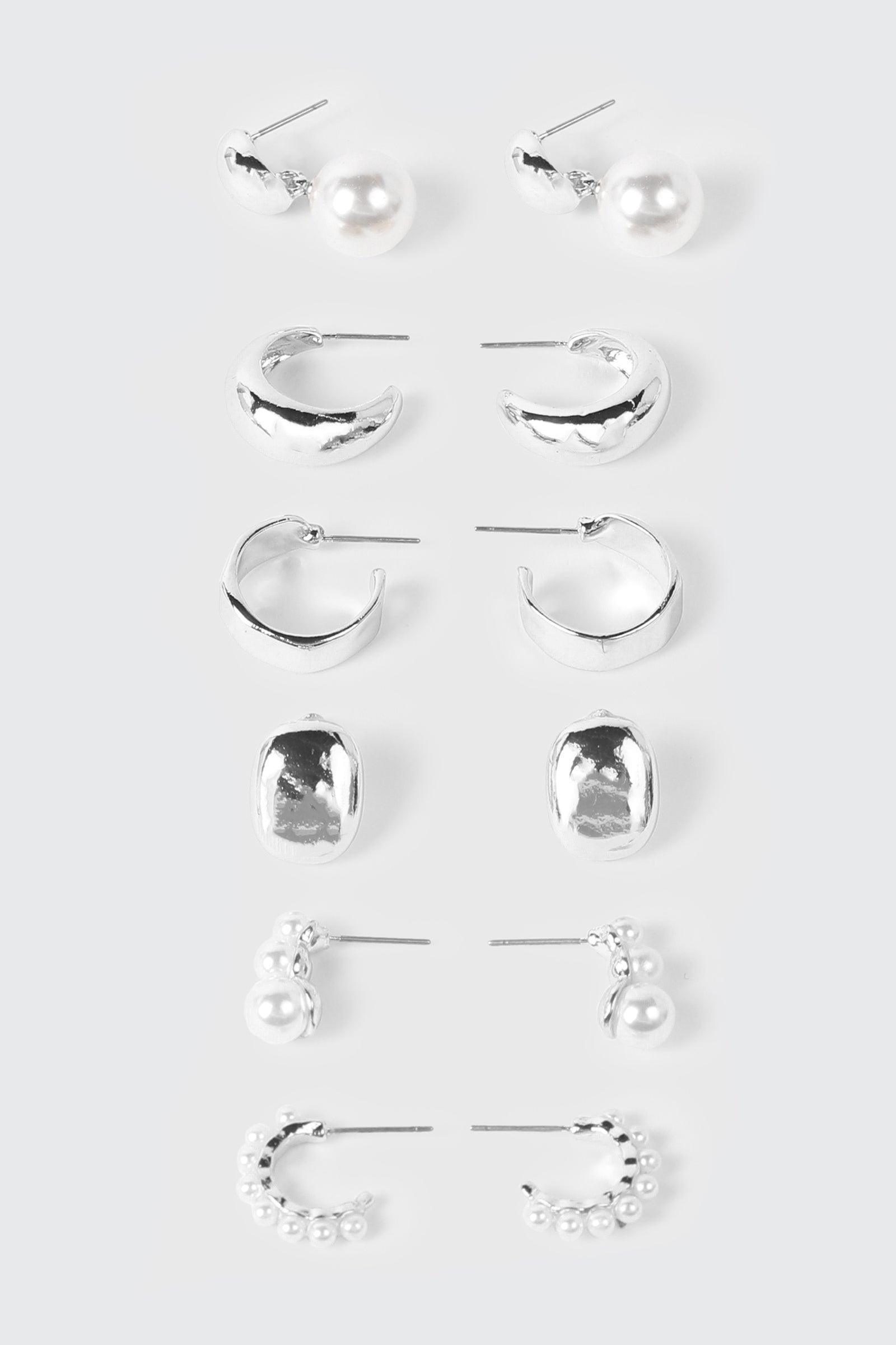 6-Pack Mixed Hoop & Pearl Earrings