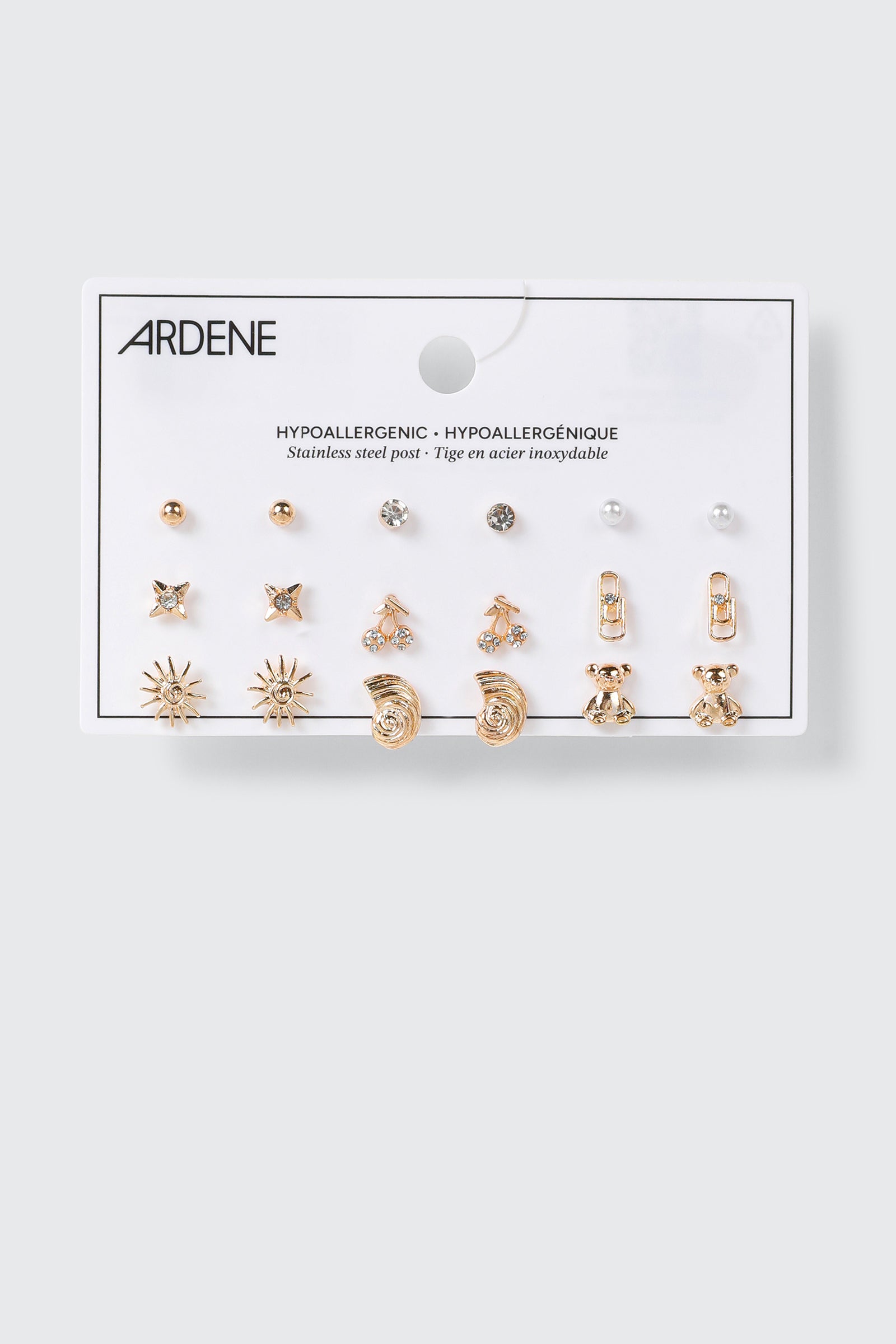 9 Pair Mixed Stud Earrings Set