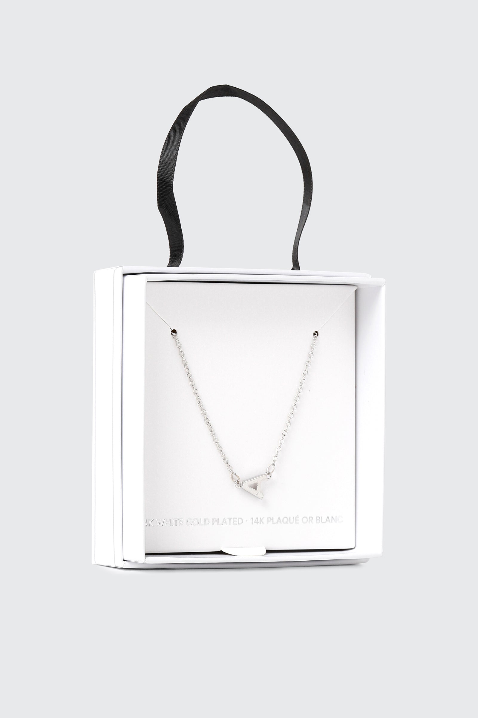 14K White Gold Plated Initial A Necklace