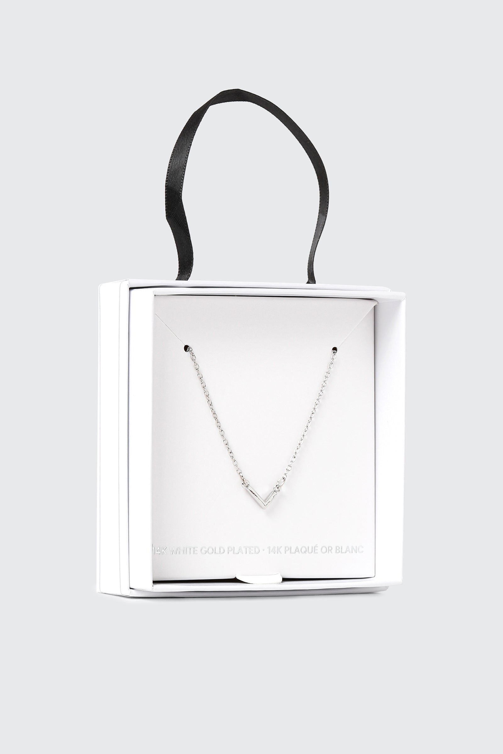 14K White Gold Plated Initial L Necklace