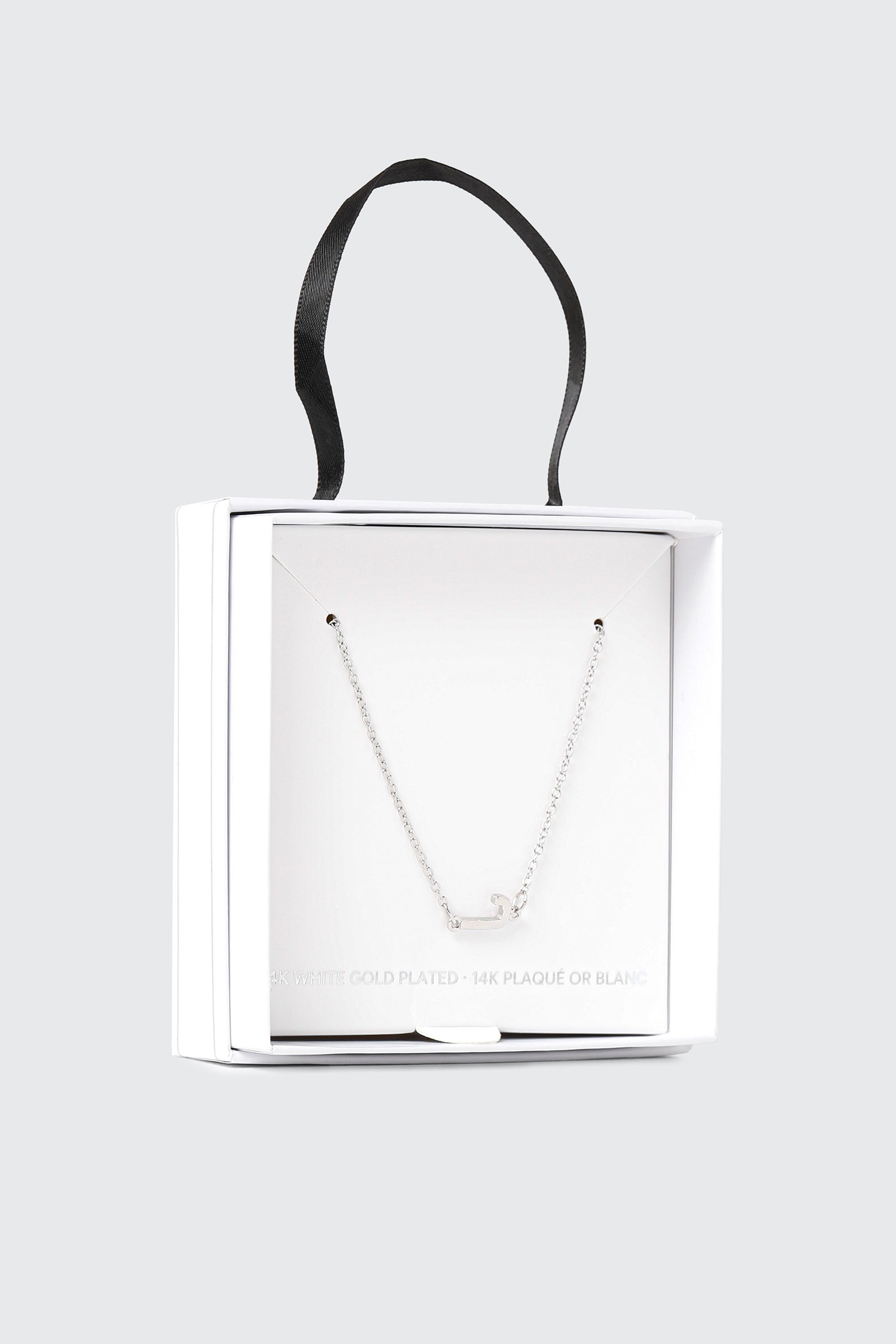 14K White Gold Plated Initial J Necklace