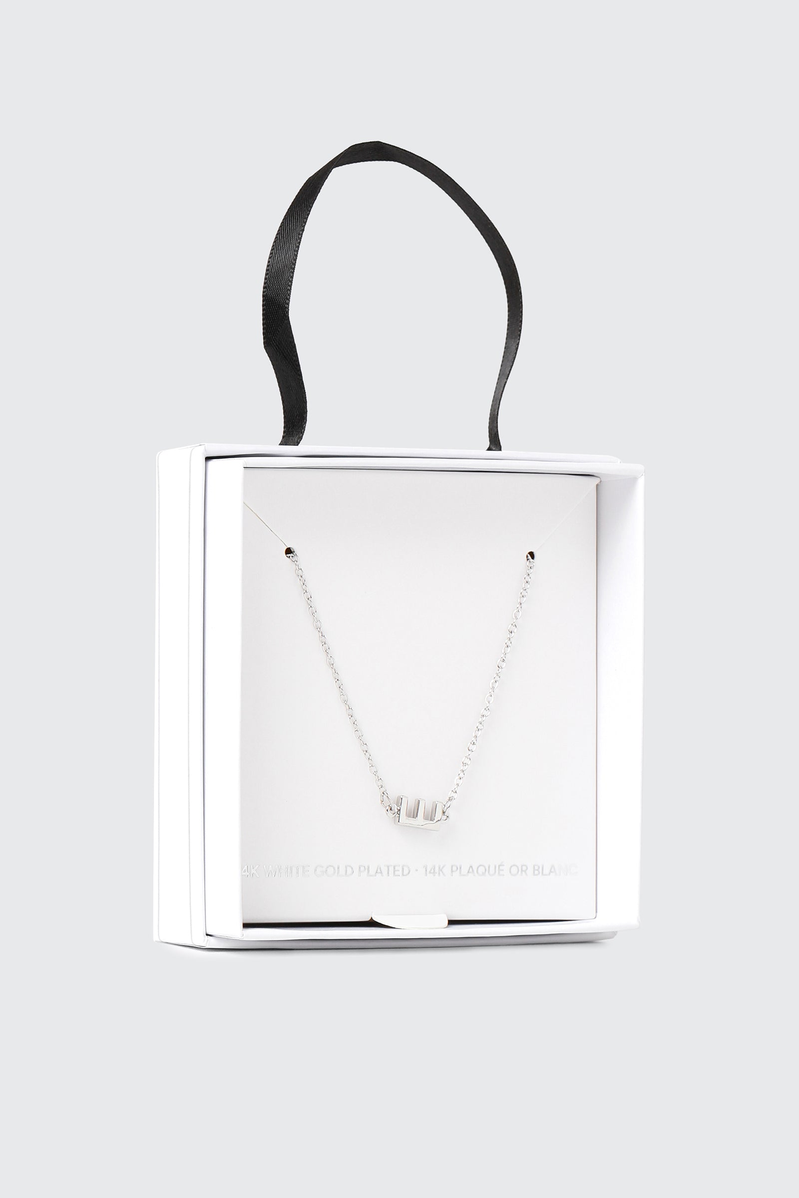14K White Gold Plated Initial E Necklace