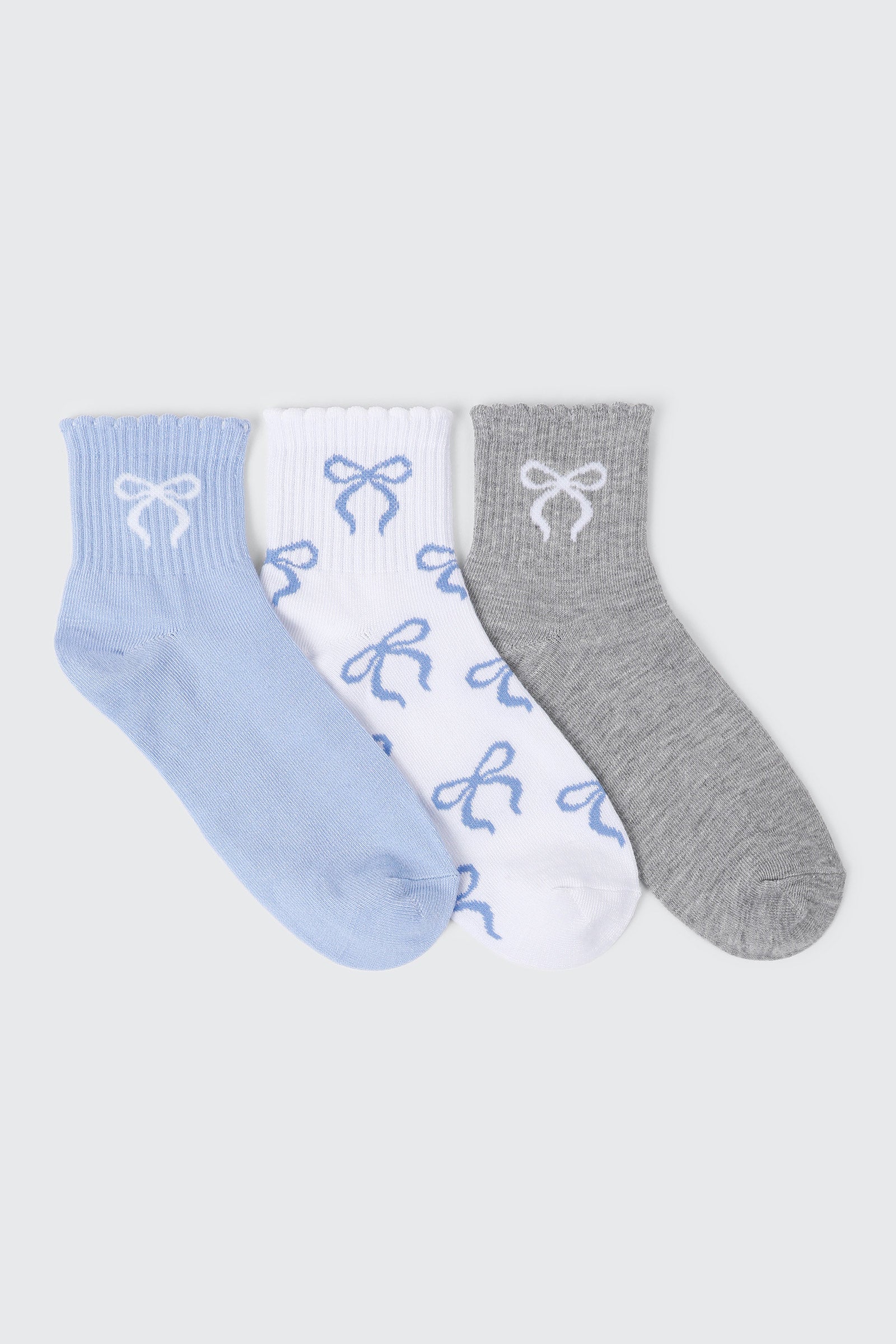 3-Pack Bow Demi Crew Socks