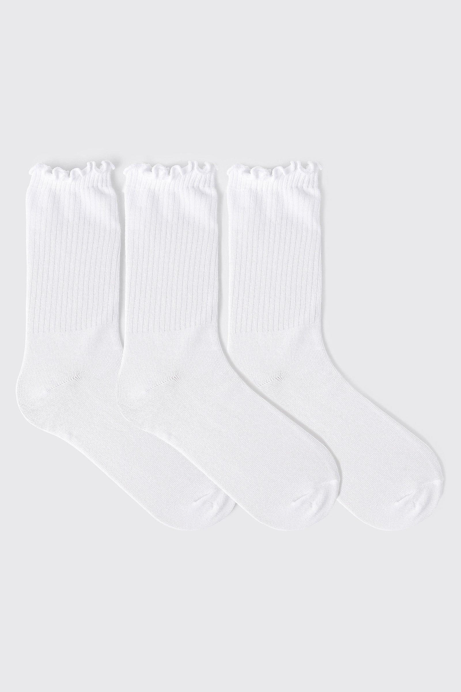 3-Pack Ruffled Cuff Crew Socks