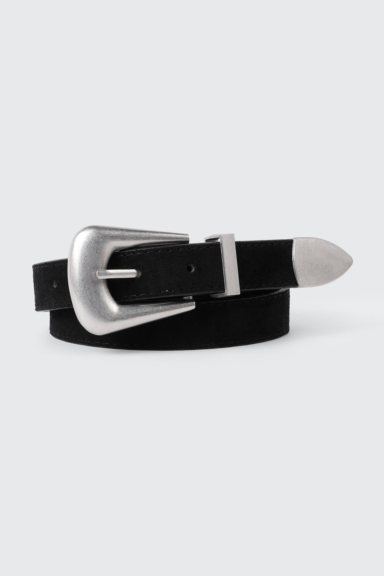 Faux Suede Belt with Metal Tip