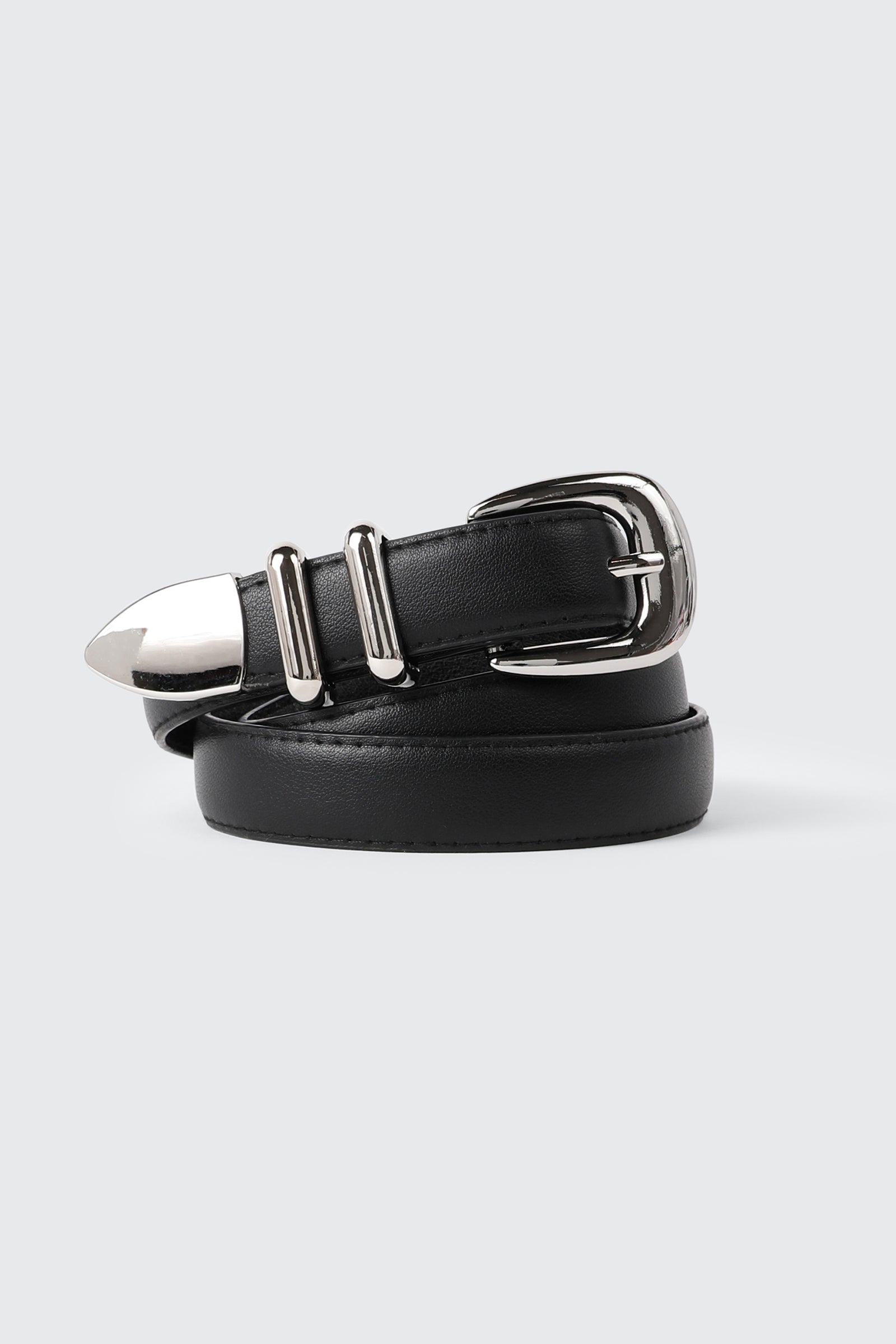 Slim Faux Leather Oval Buckle Belt