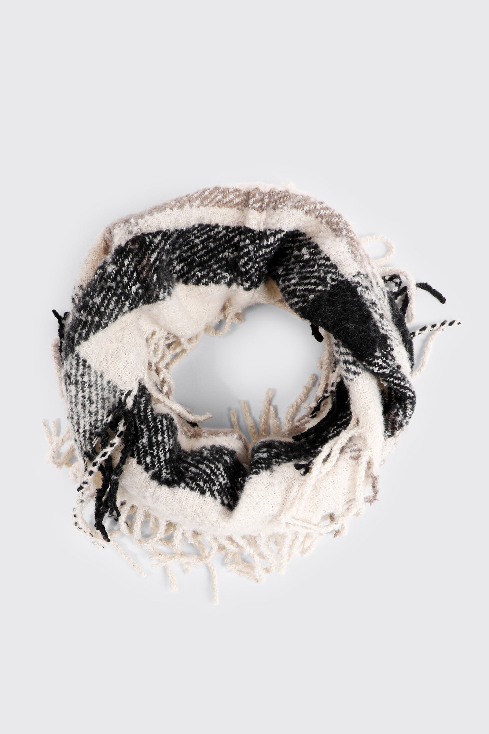 Plaid Fringe Infinity Scarf