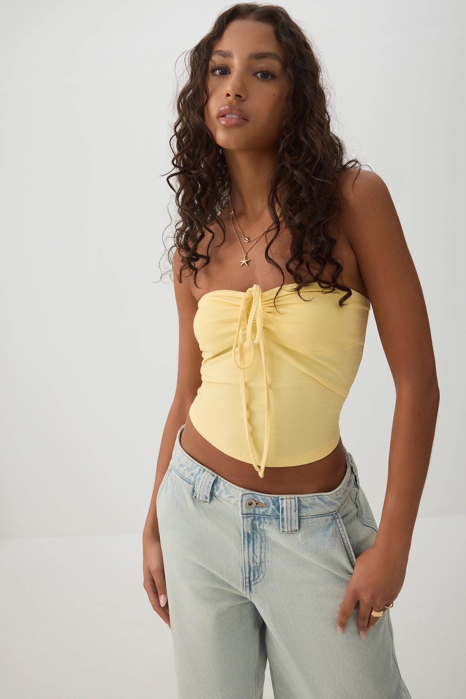 Tube Top with Bow Yellow | Ardene Canada