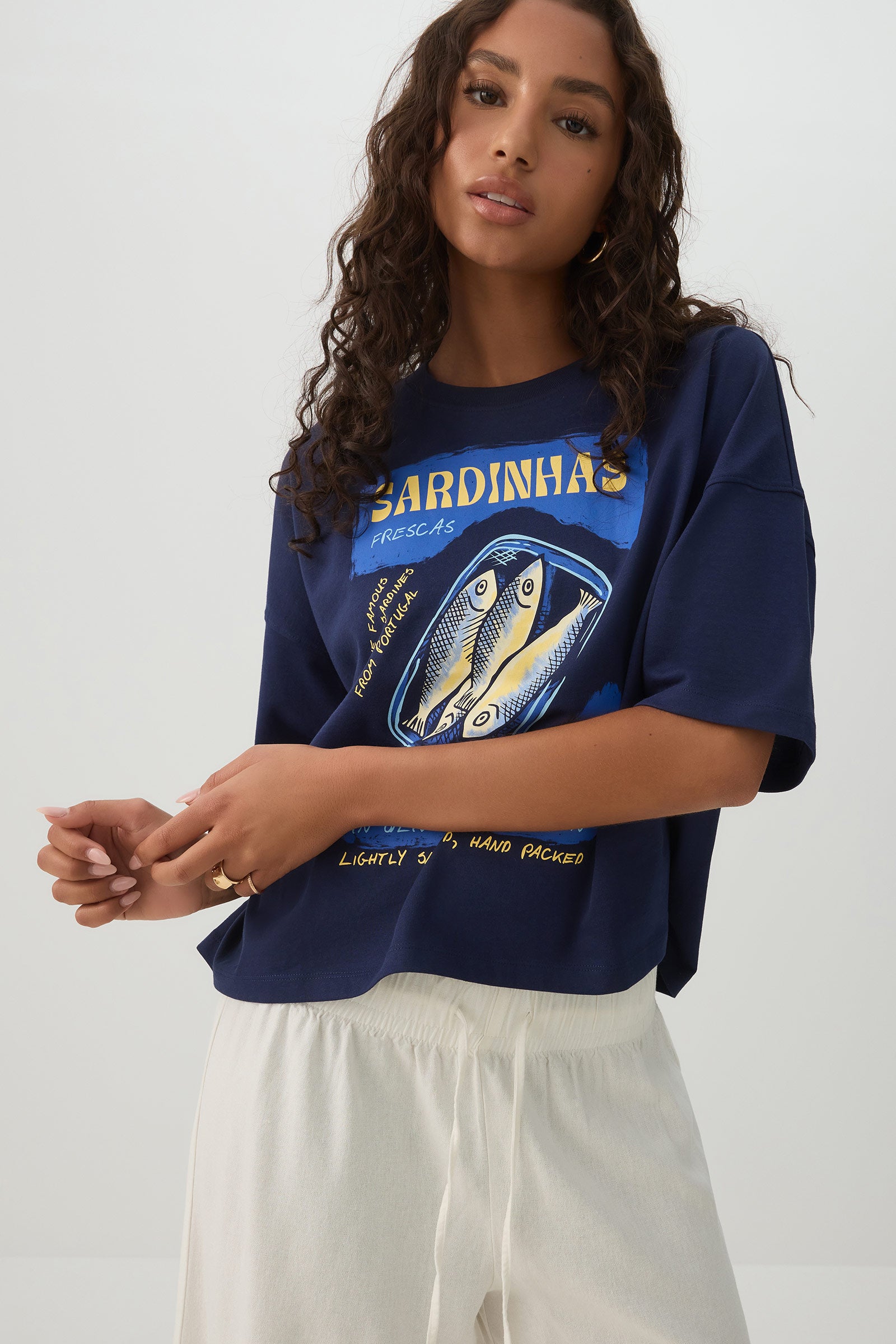 Sardine Print Drop Shoulder T-Shirt | Ardene