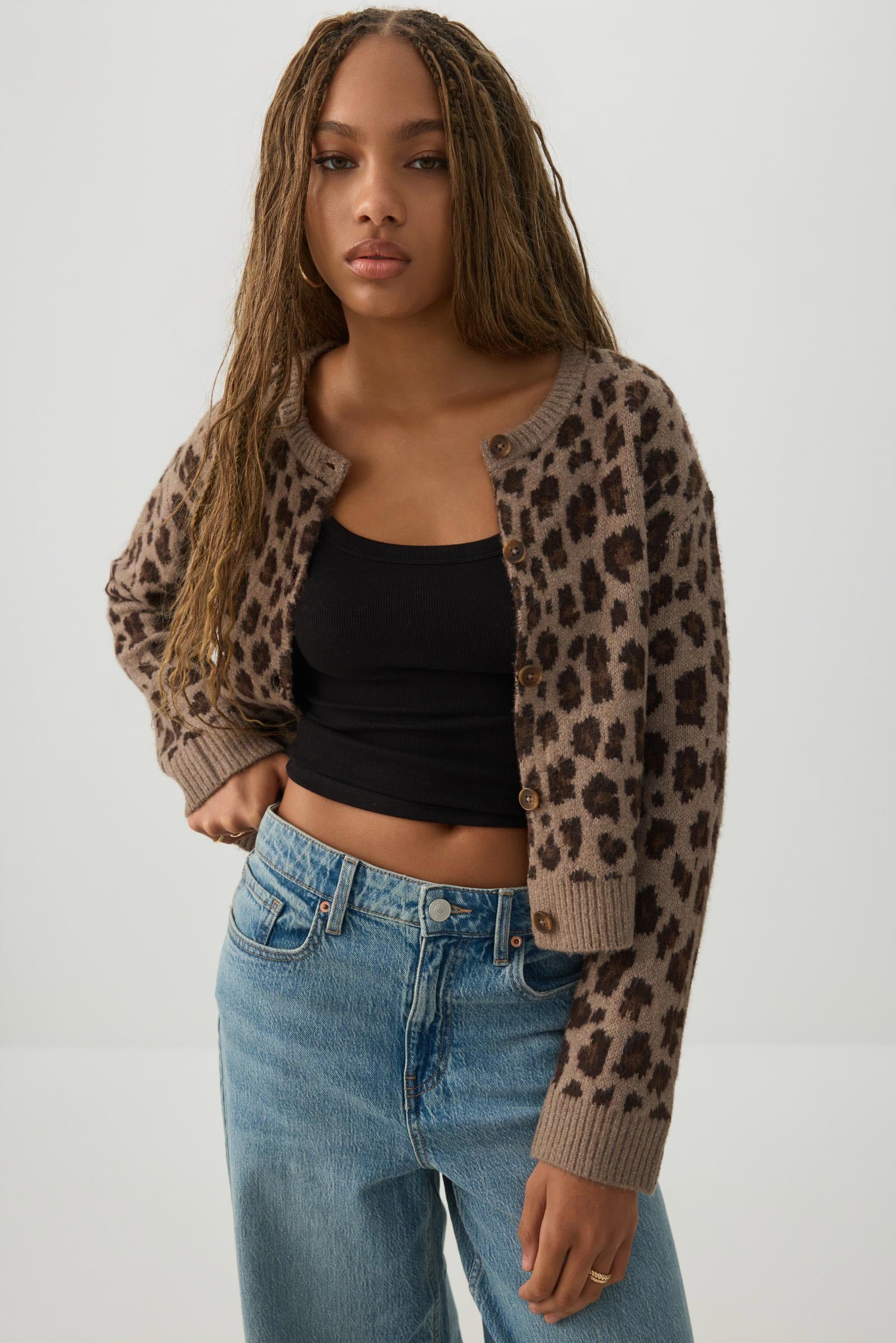Leopard Jacquard Cardigan | Ardene