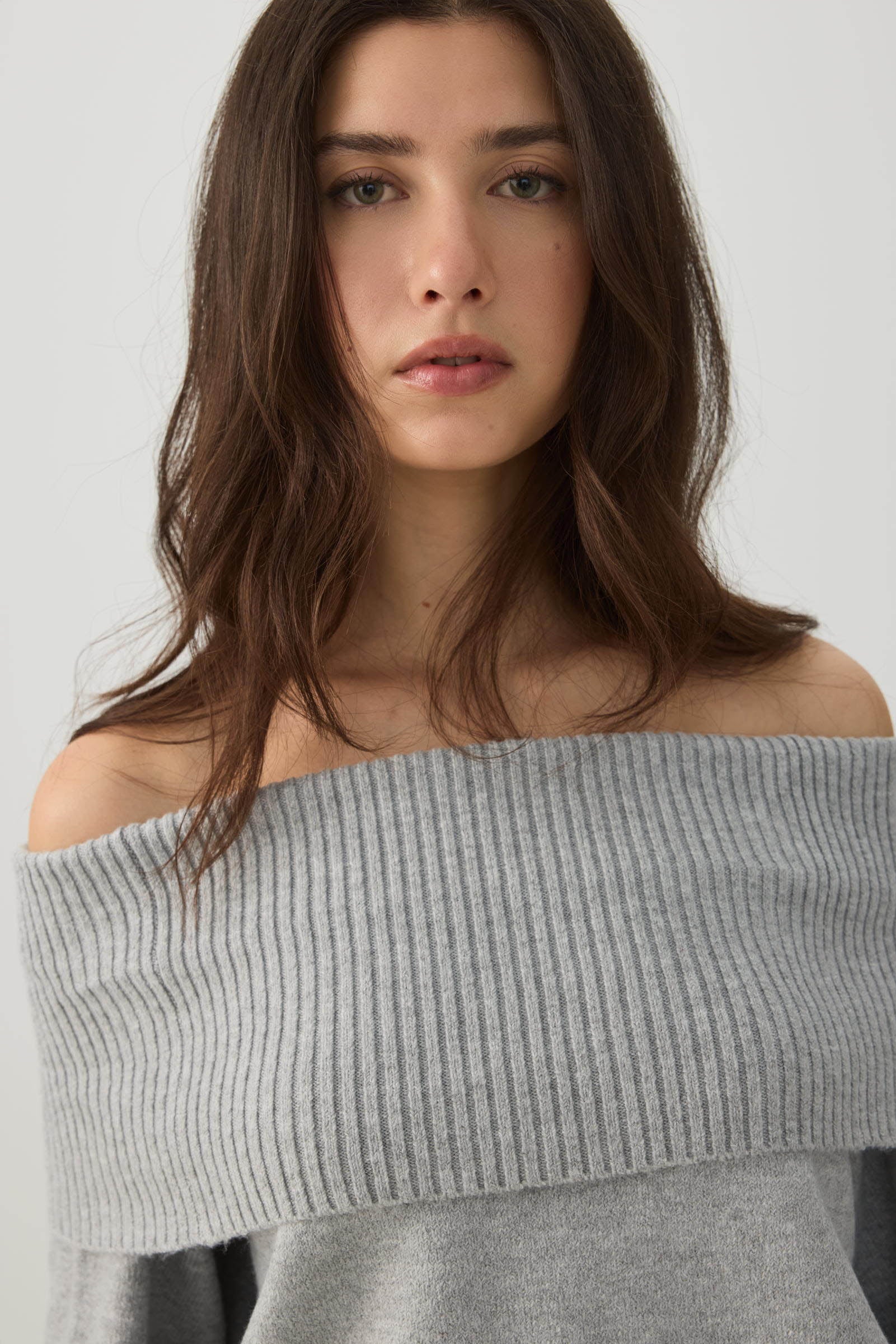 MODERKNIT™ Off Shoulder Foldover Sweater