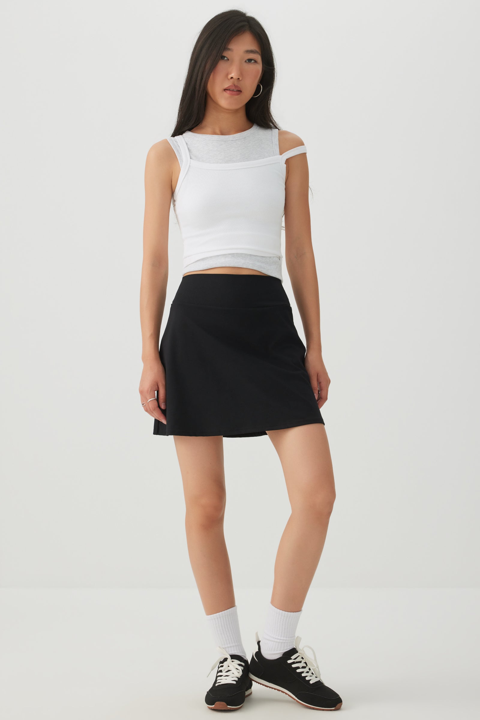 Knit Mini Skirt with Built-In Shorts