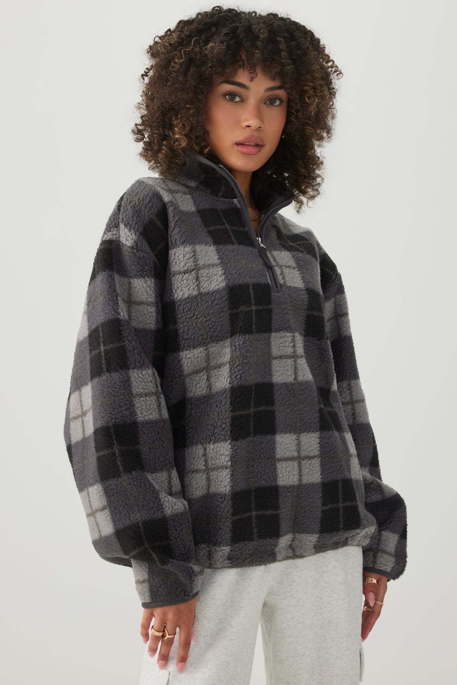 Long Sherpa Quarter Zip Sweatshirt