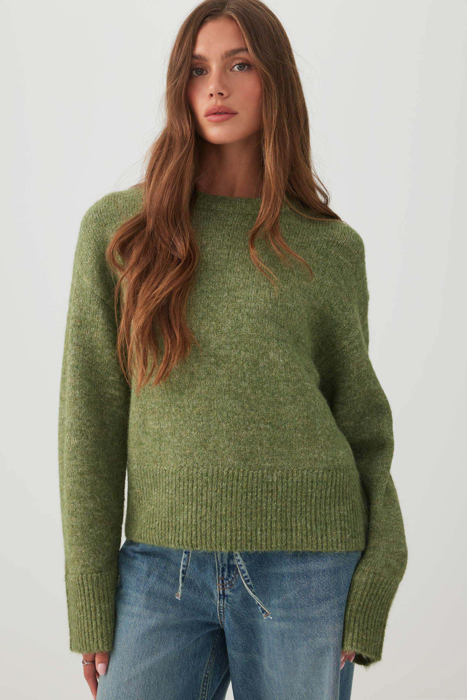 Fuzzy Boxy Crew Neck Sweater