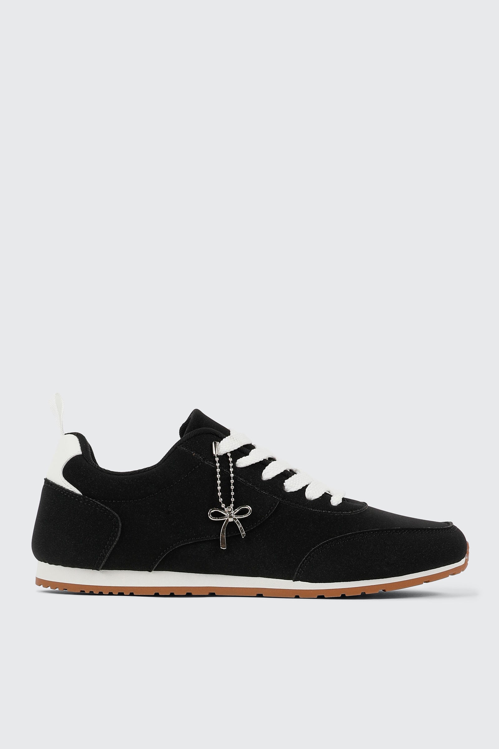 Faux Suede Lace Up Sneakers with Charm
