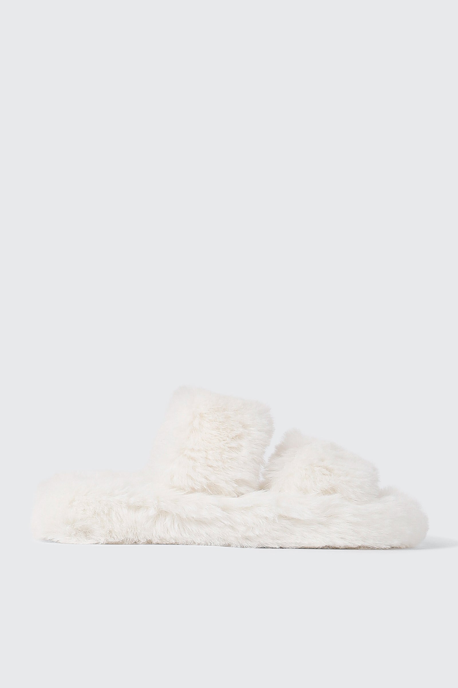 Two Band Faux Fur Slippers