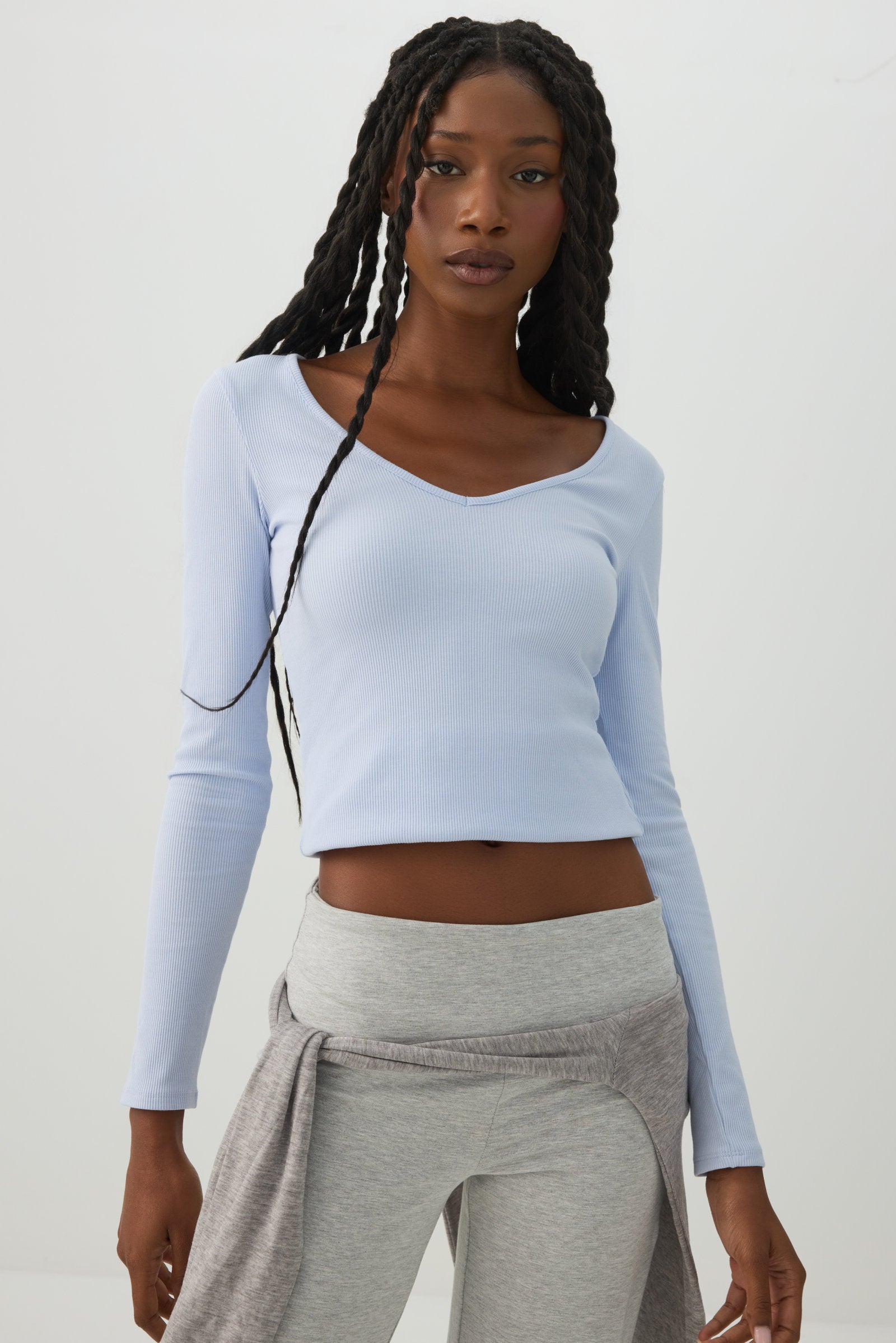 BASICORE™ Rib V Neck Top