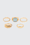 5-Pack Rings with Seafoam Stone Detail