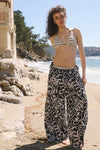 Pantalon jambe large taille mi-haute