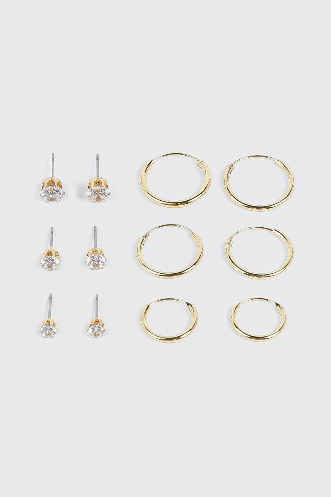 6 paires de boucles d'oreilles plaquées or 14K