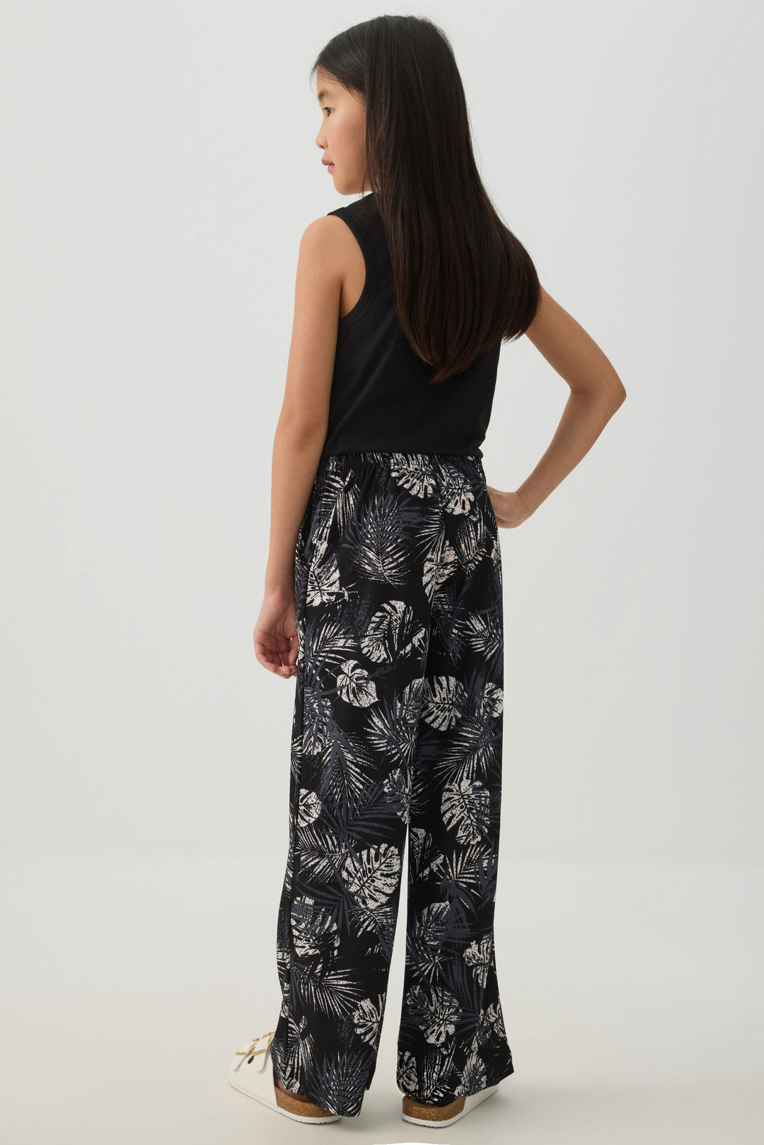 Printed Wide Leg Knit Crepe Pants