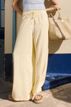 Pantalon taille haute en mélange de lin