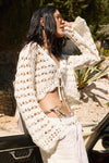 Open Stitch Tie Front Cardigan