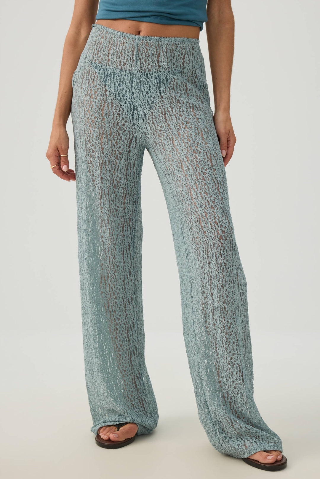 Lace Wide Leg Knit Pants